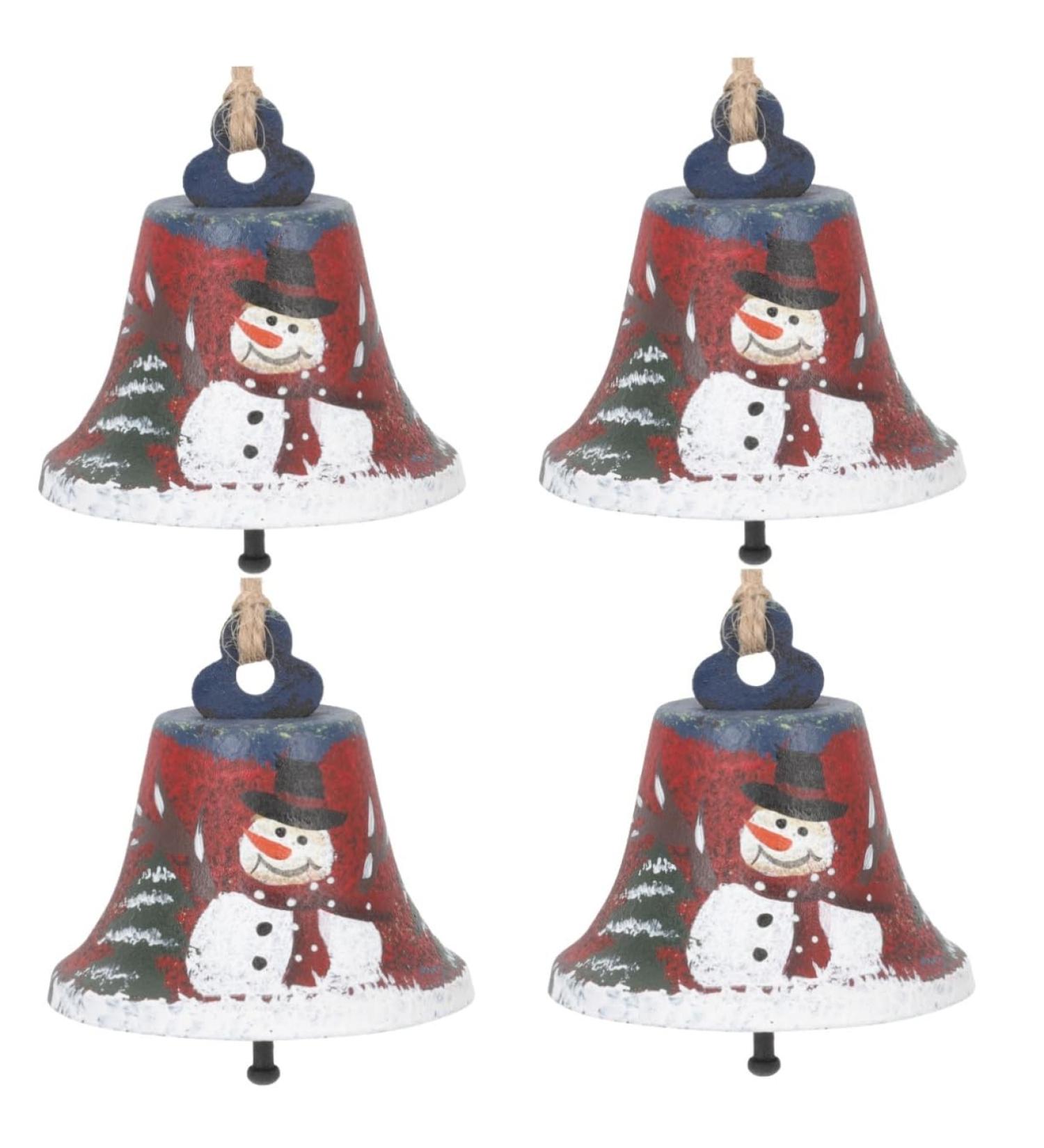 Buy Abaodam 4-Piece Wrought Iron Christmas Tree Hanging Bells | Snowy Decor for American Style Xmas Trees | 7x7cm | International Shipping Available - Buy Online on GoSupps.com