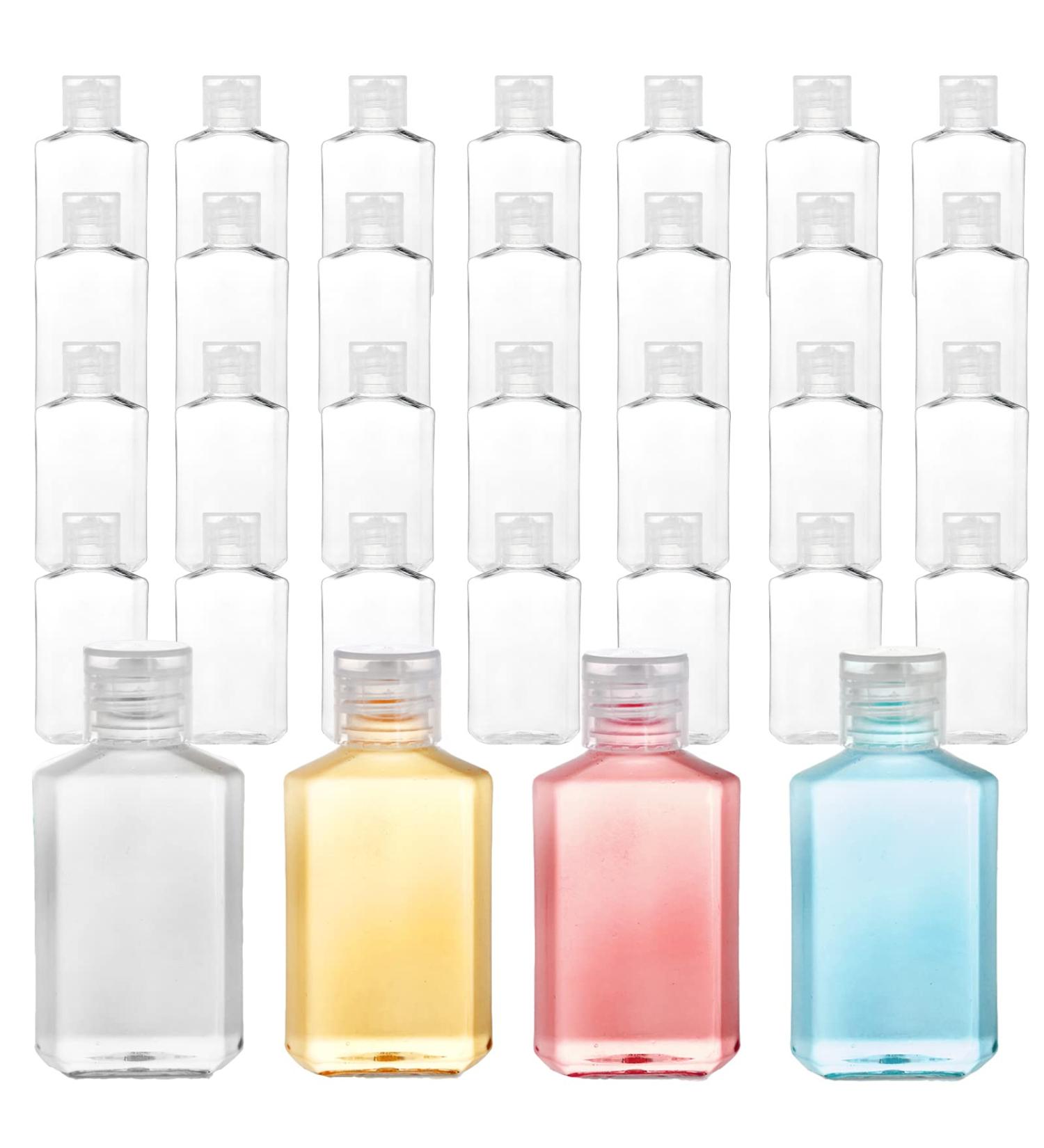 60 Pack 2 oz Clear PET Travel Bottles with Flip Top Caps - Portable Refillable Containers for Hand Sanitizer, Shampoo, Lotion - Travel Size Toiletry Bottles - Buy Online on GoSupps.com