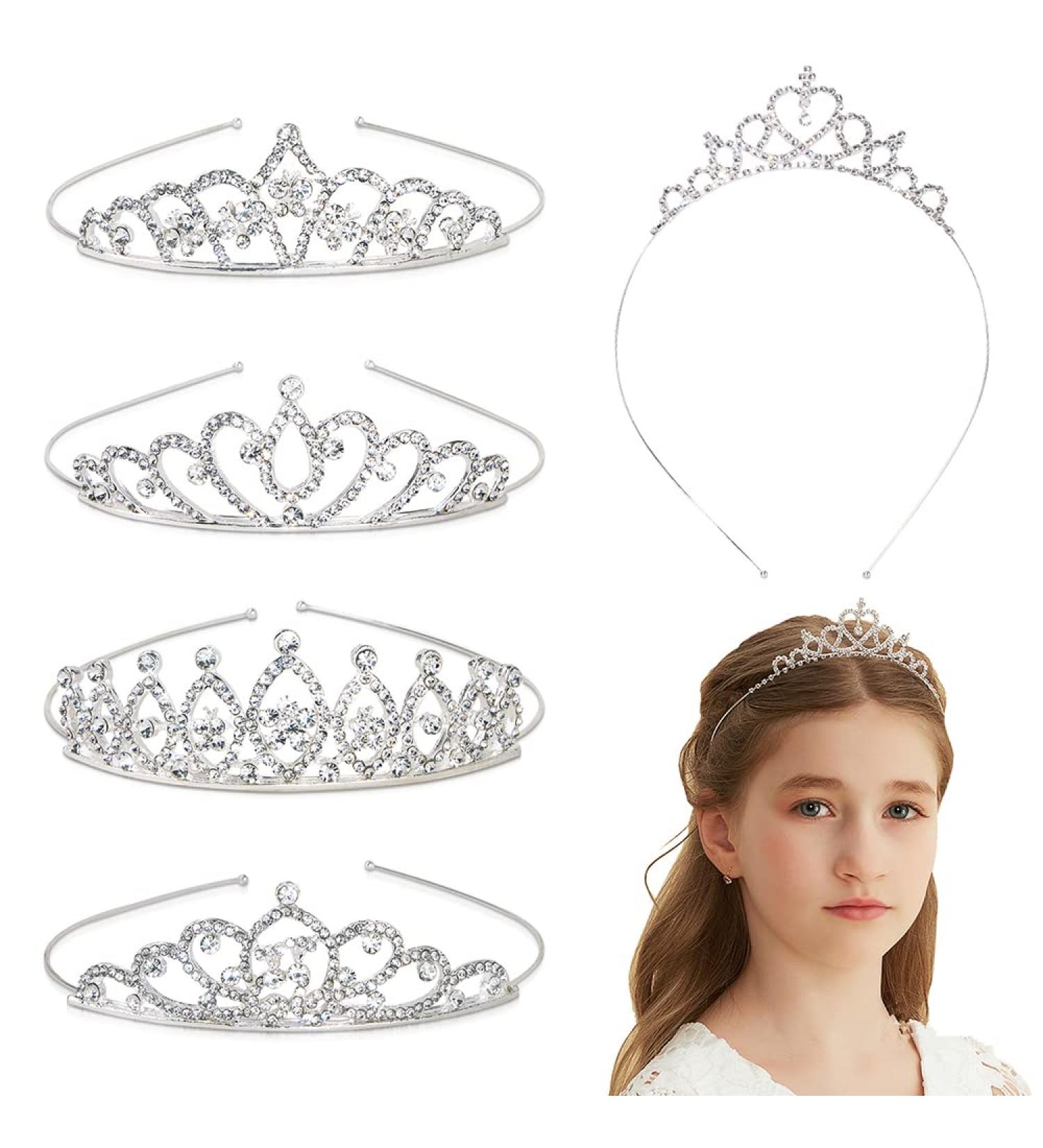 6Pcs Girls Crystal Tiara Crown Set - Silver Rhinestone Bride Headband for Birthday, Wedding, Prom - Women's Hair Accessories for Costume Parties - Buy Online on GoSupps.com