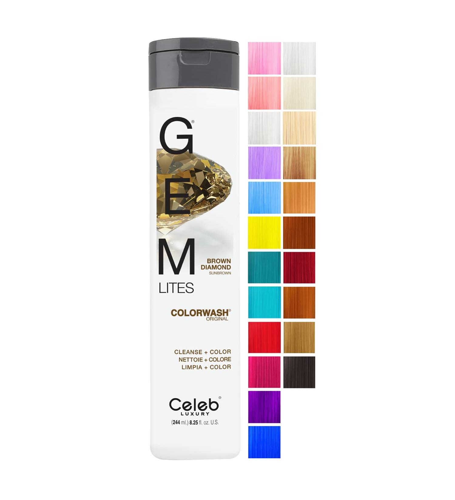 Celeb Luxury Color Depositing Shampoo + Bond Rebuilder - Semi Permanent Vegan Hair Dye - Gem Lites Brown Diamond Colorwash - Buy Online on GoSupps.com