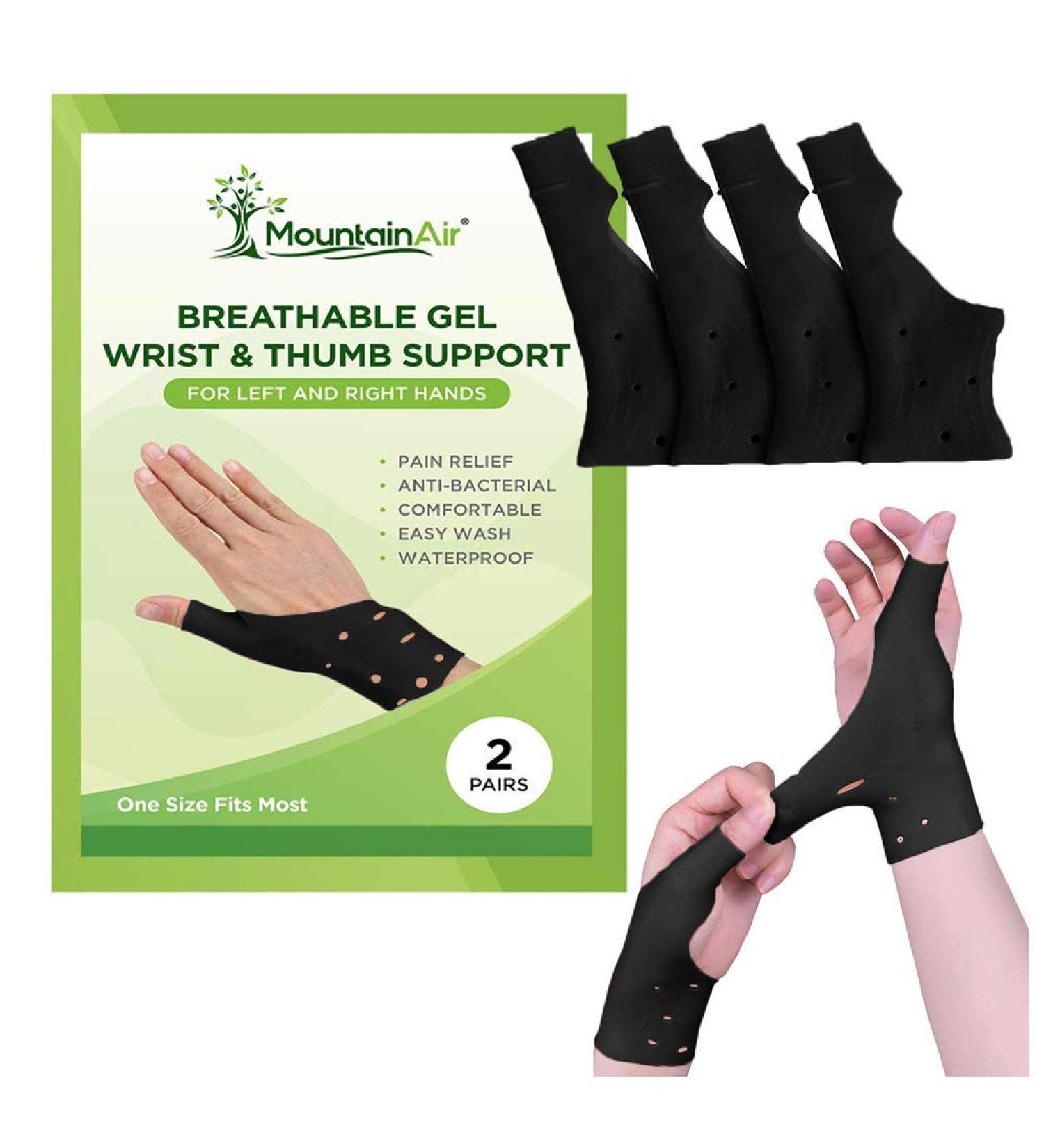 Gel Wrist and Thumb Brace - 2 Pairs | Unisex Wrist Splint for Arthritis & Carpal Tunnel Pain Relief | Flexible Silicone Thumb Brace | Black - Buy Online on GoSupps.com