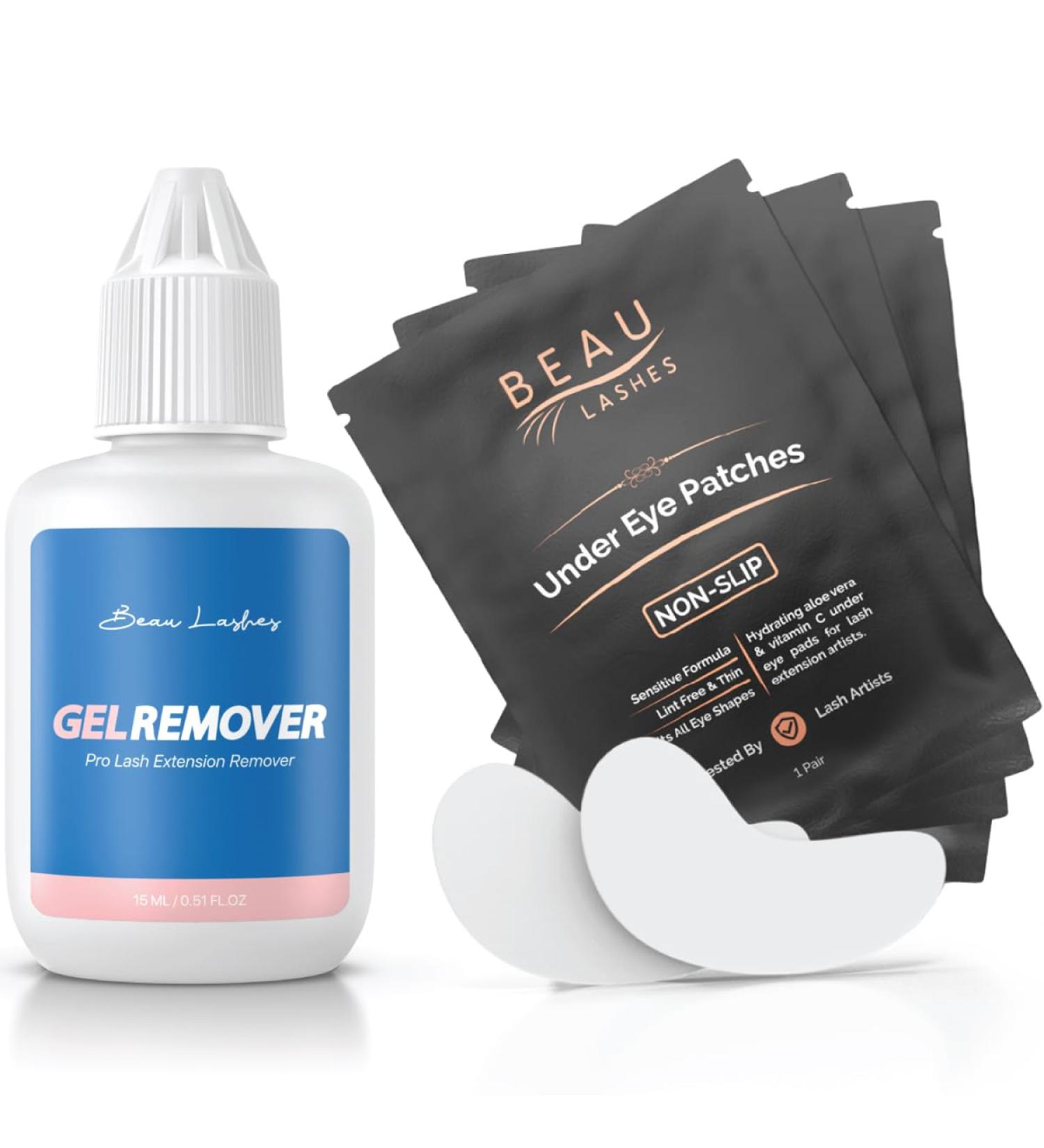 100 Pairs Under Eye Pads & Eyelash Extension Remover Gel | Lint Free Hydrogel Eye Patches for Lash Extensions & Lift | Effective Lash Glue Remover Gel for The Strongest Adhesives - Buy Online on GoSupps.com