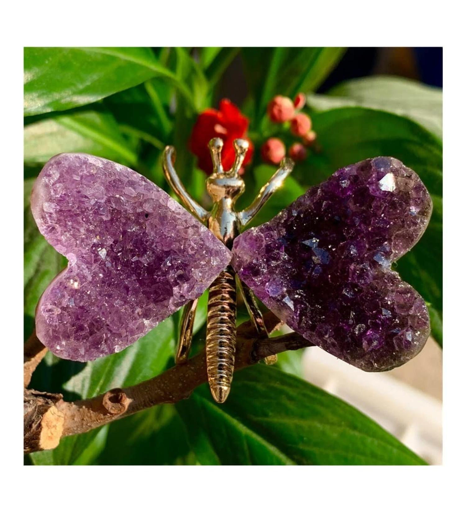 ROUPWKWO Amethyst Stone 30G Natural Amethyst Crystal Cluster Butterfly Fairy Specimen Decoratio - Buy Online on GoSupps.com