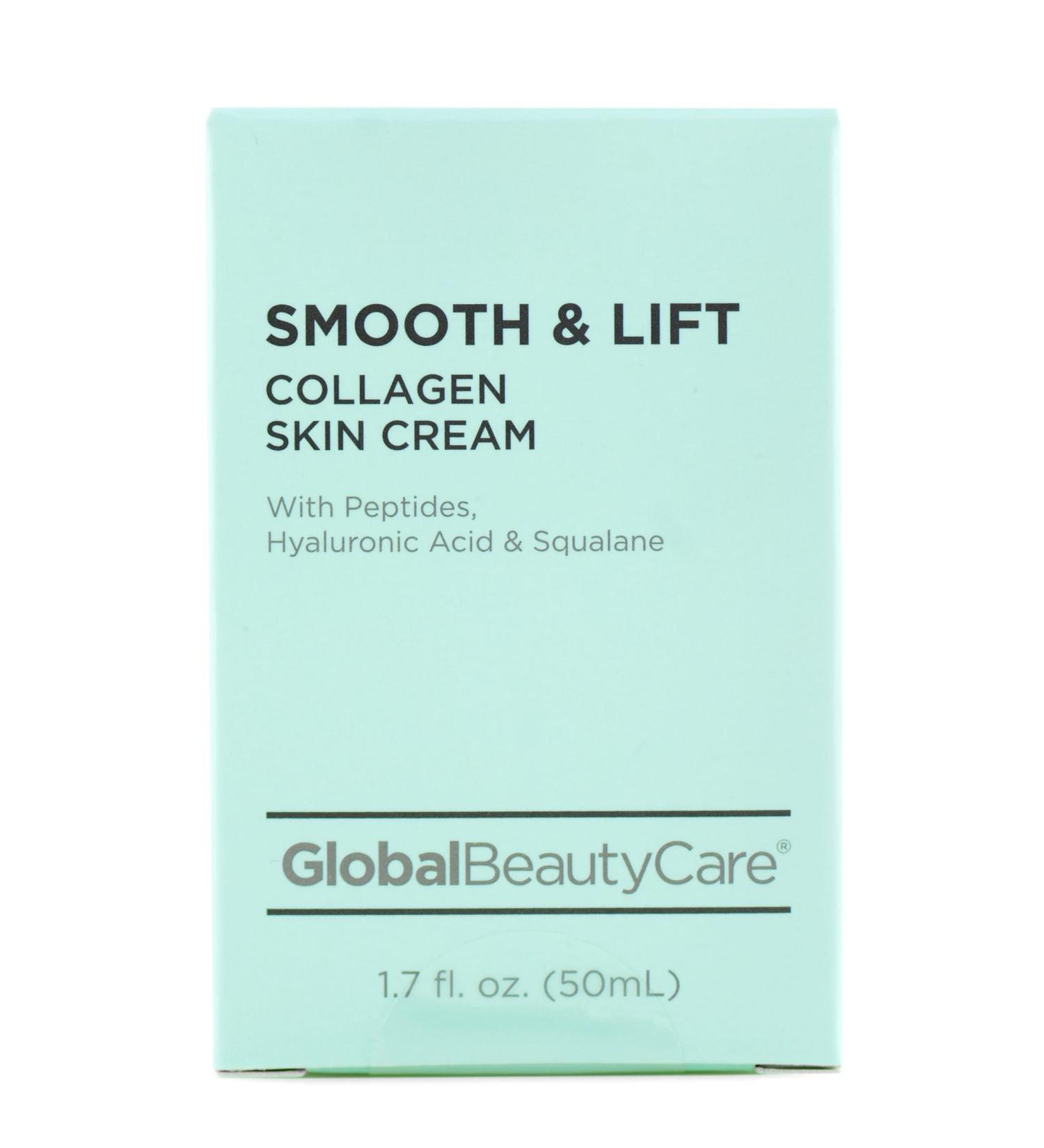 Global Beauty Care Smooth & Lift Collagen - Skin Cream wiith Peptides Hyaluronic Acid & Squalane 1.7 fl oz 50ml 1.7 Fl Oz (Pack of 1)