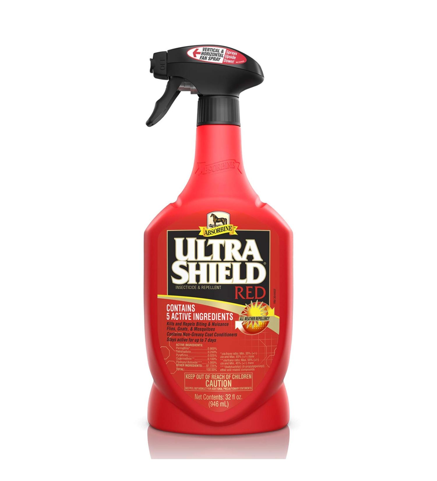 Absorbine UltraShield Red Fly Spray 32oz Quart - Long-lasting Insecticide & Repellent for Horses & Livestock - Buy Online on GoSupps.com
