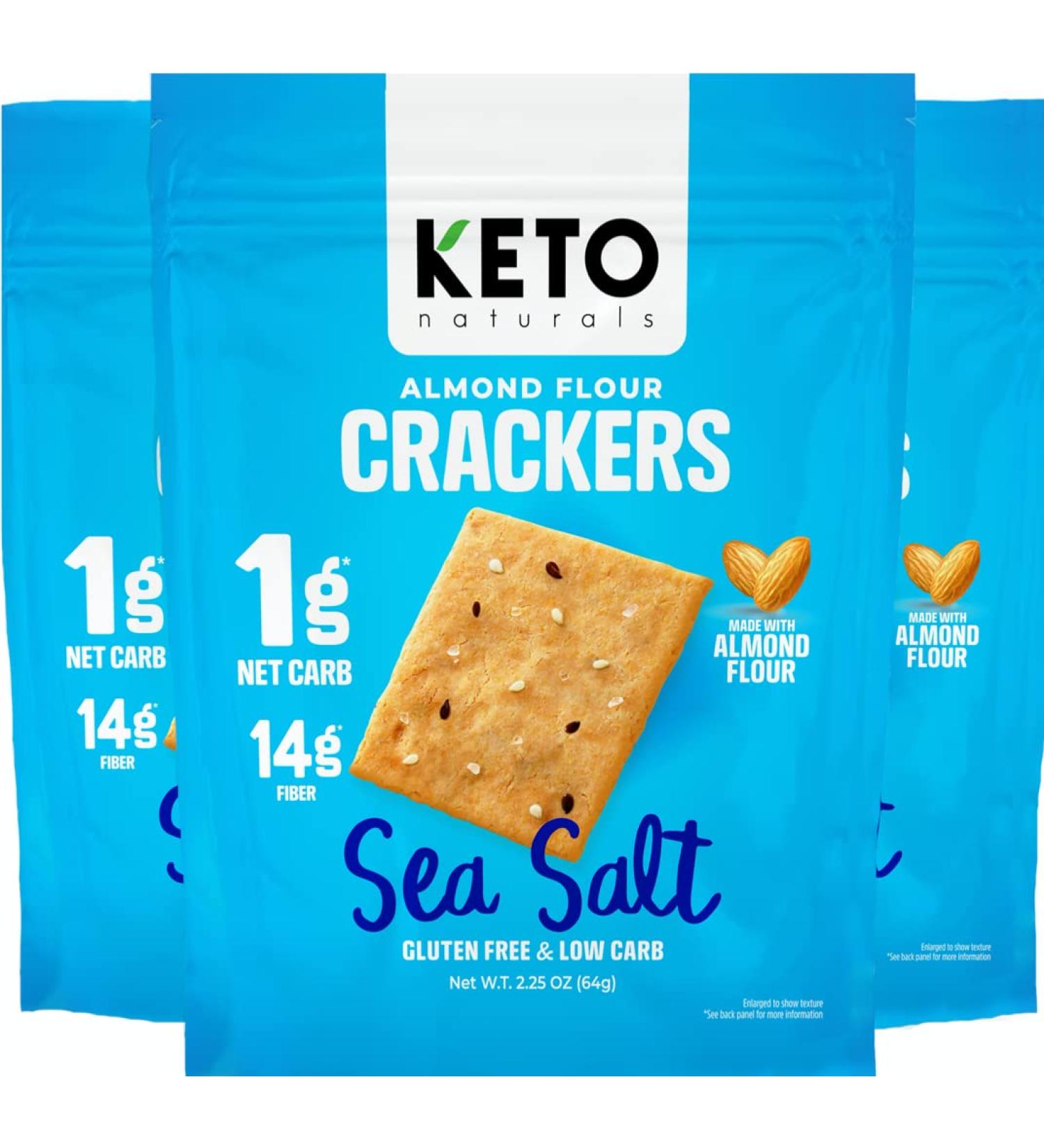 Keto Crackers (Sea Salt) - Low Carb, Zero Sugar, Gluten Free (3 Packs) | Almond Flour Snacks for Adults & Kids - Paleo Friendly - Buy Online on GoSupps.com
