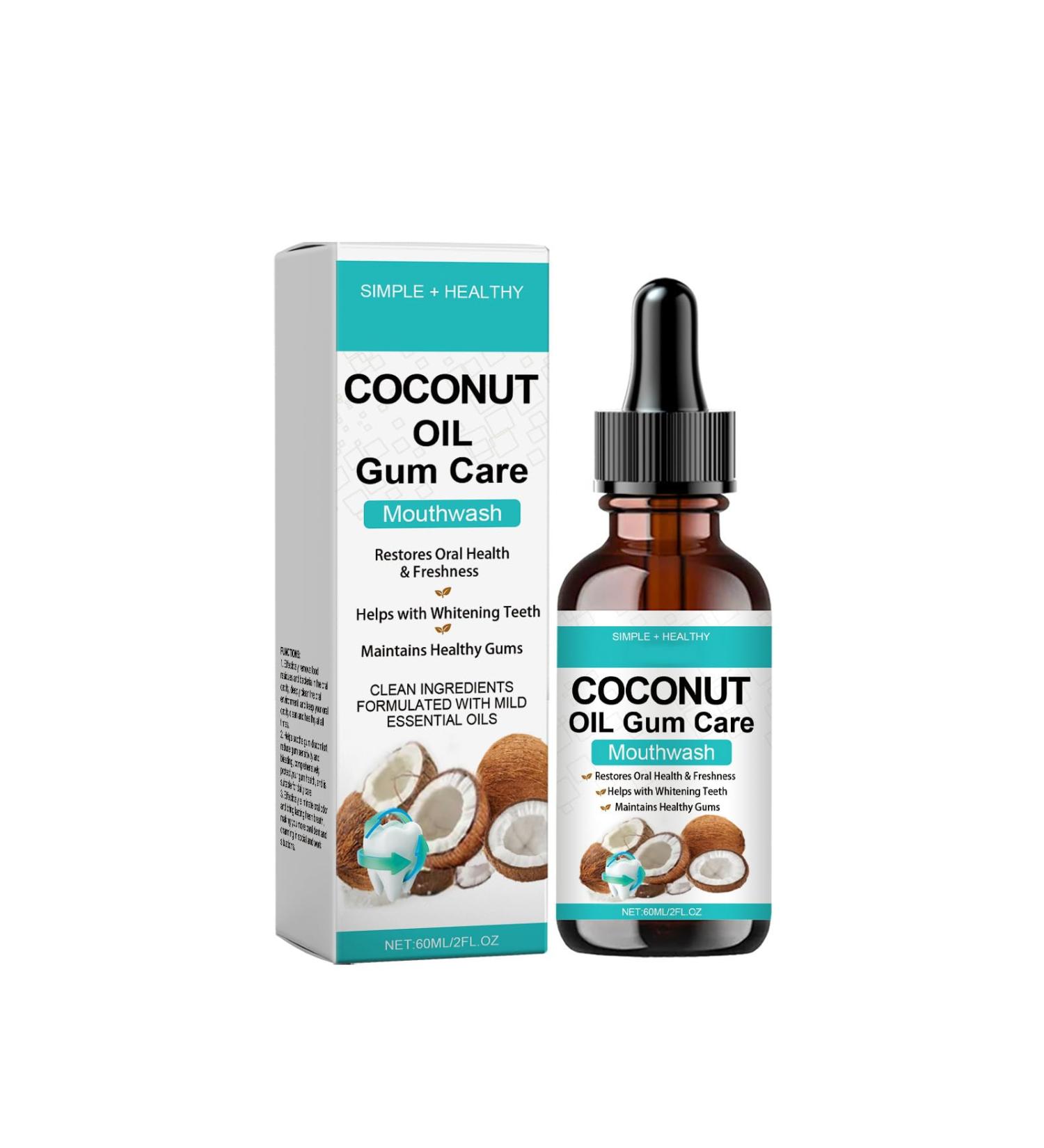 Huile de Coco Naturel Bain de Bouche Rafra chit L'Haleine 60ML 1PC limine la Mauvaise Haleine Blanchit les Dents et Des Gencives Plus Saines - Buy Online on GoSupps.com