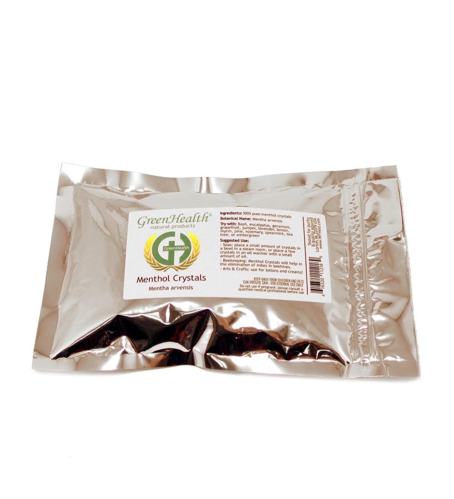 Premium Menthol Crystals 100% Natural - 2oz Packaged in a Food Grade metallized Bag(Melting Point is Approximately 95 to 107 Degrees F)