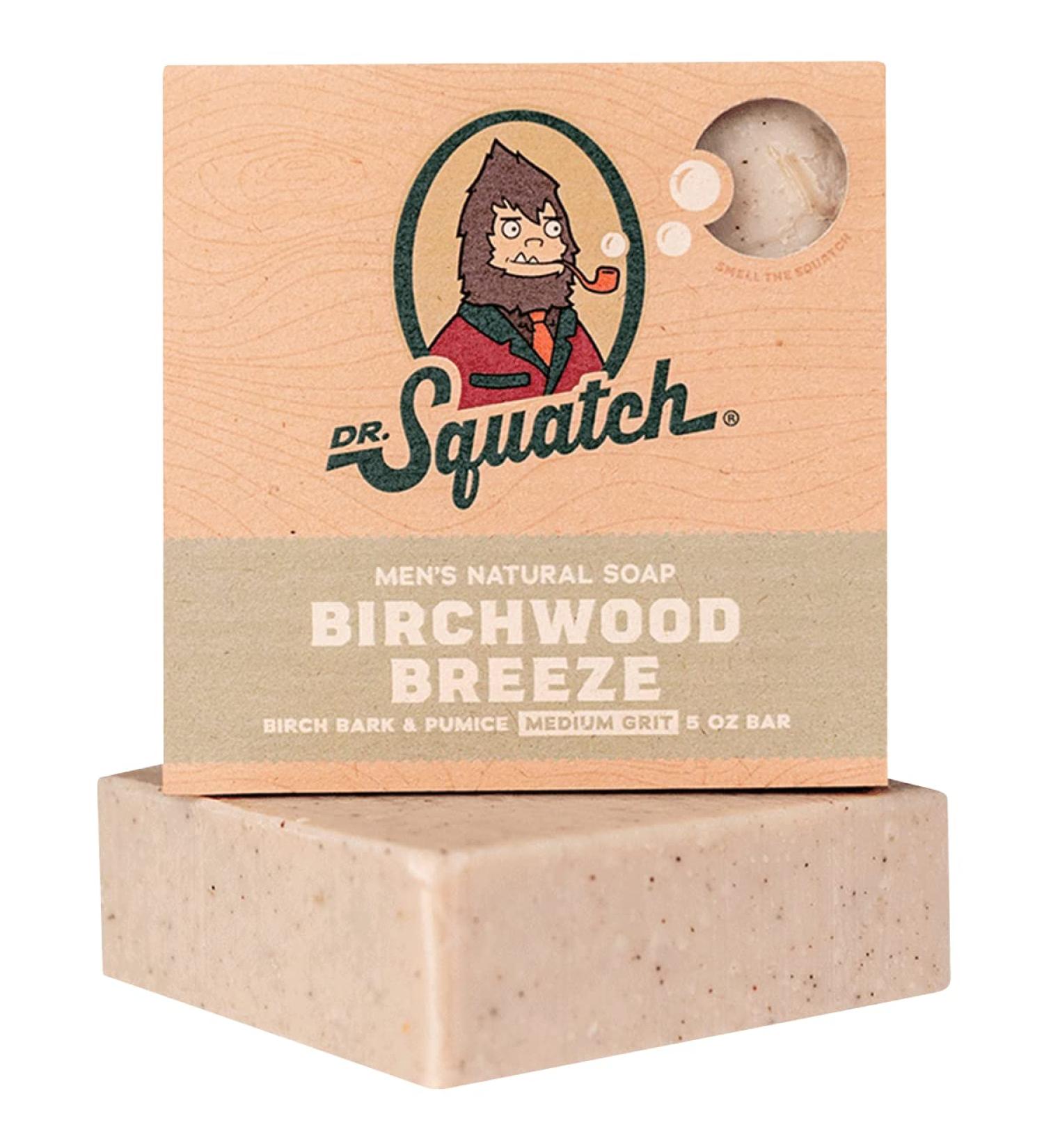 Dr. Squatch Birchwood Breeze Bar Soap for Men - Medium Grit, All Natural - Buy Online on GoSupps.com