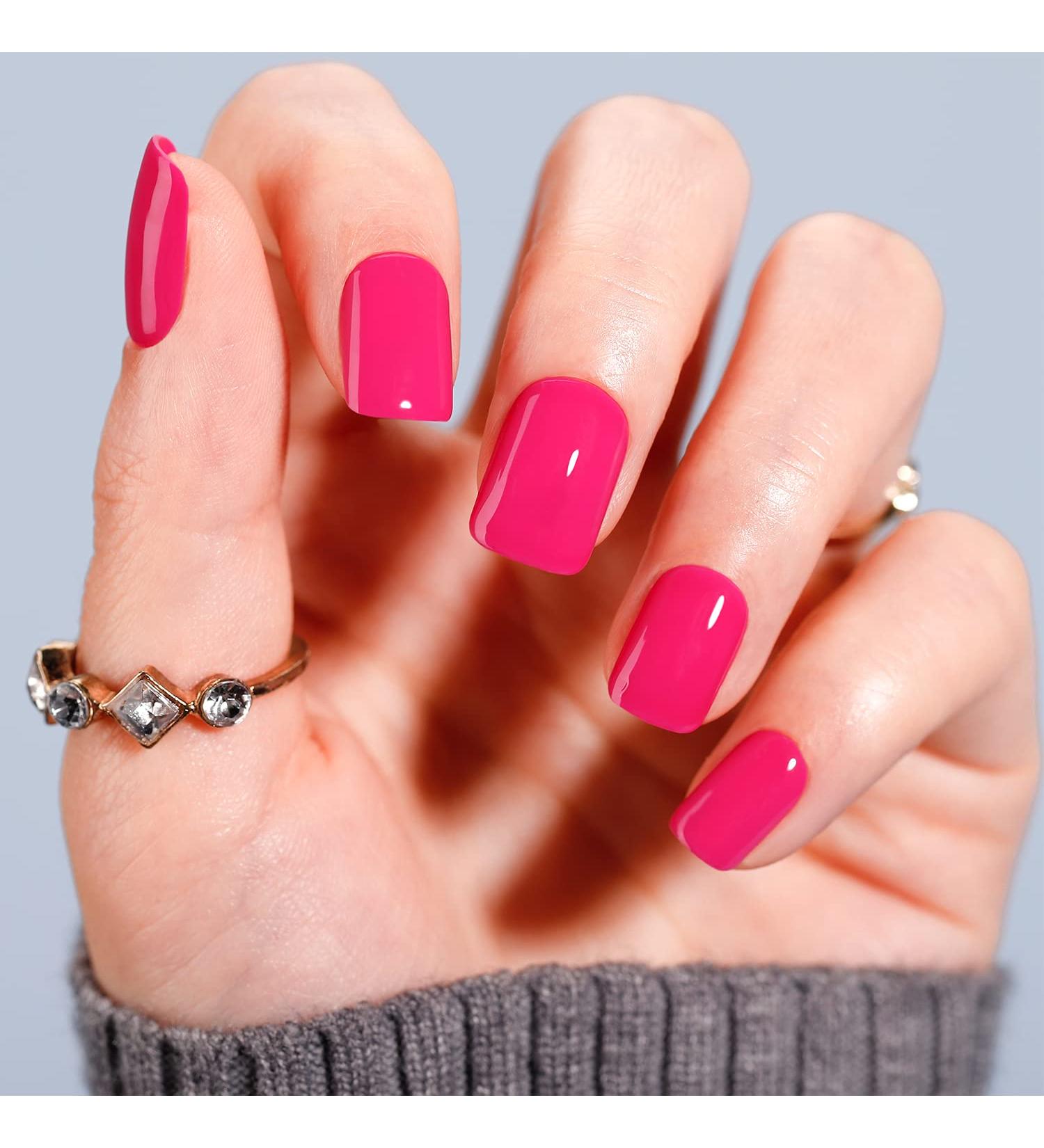 BettyCora Square Press-On Nails Set - 24 Pcs, 12 Sizes, Spring/Summer Gel Acrylic Manicure for Women/Girls - Pink/Magenta - Buy Online on GoSupps.com