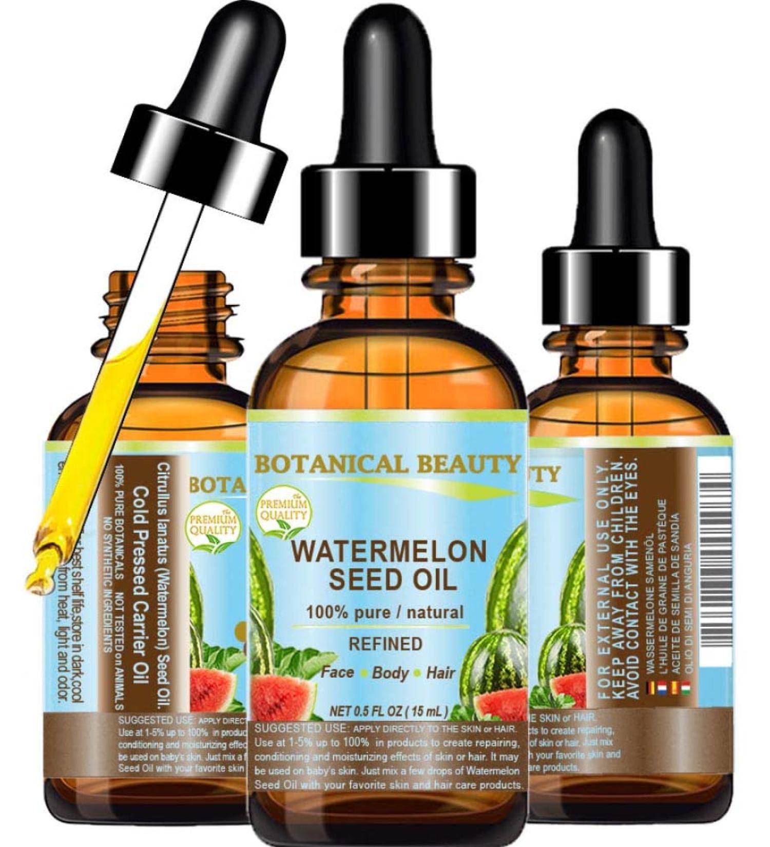 Botanical Beauty Egyptian WATERMELON SEED CARRIER OIL Oil of the Egyptian Kings 100% Pure Natural Cold pressed Virgin Undiluted for Face Hair and Body (0.5 Fl Oz 15 ml) 0.5 Fl Oz (Pack of 1) - Buy Online on GoSupps.com