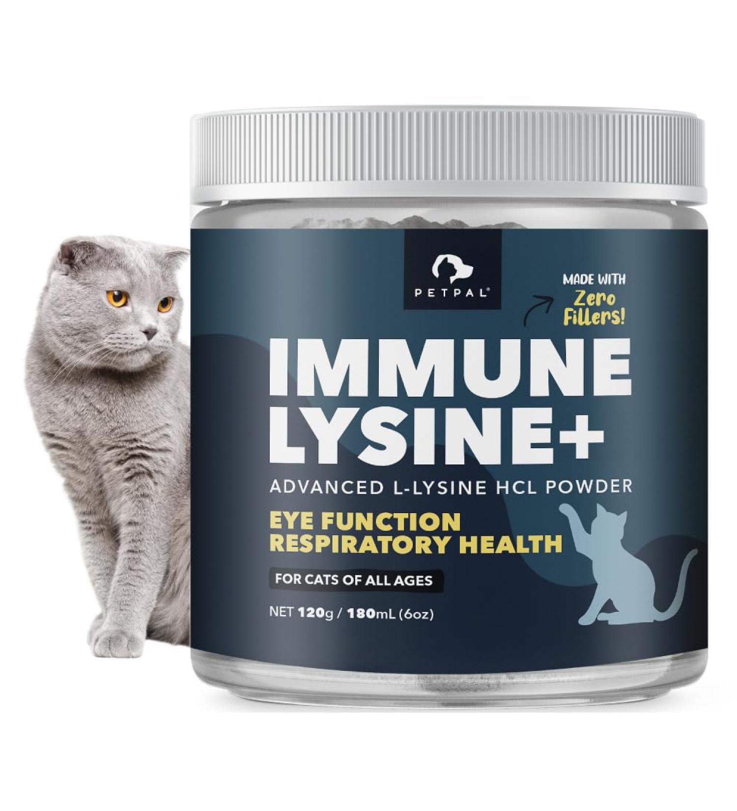 PETPAL L-Lysine Immune and Respiratory Support Supplement for Cats | Pure Bioactive Lysine + | Eye Function Runny Nose Sneezing Feline Conditions | Easy to Serve | Cats of All Ages | 4oz / 120g WT - Buy Online on GoSupps.com