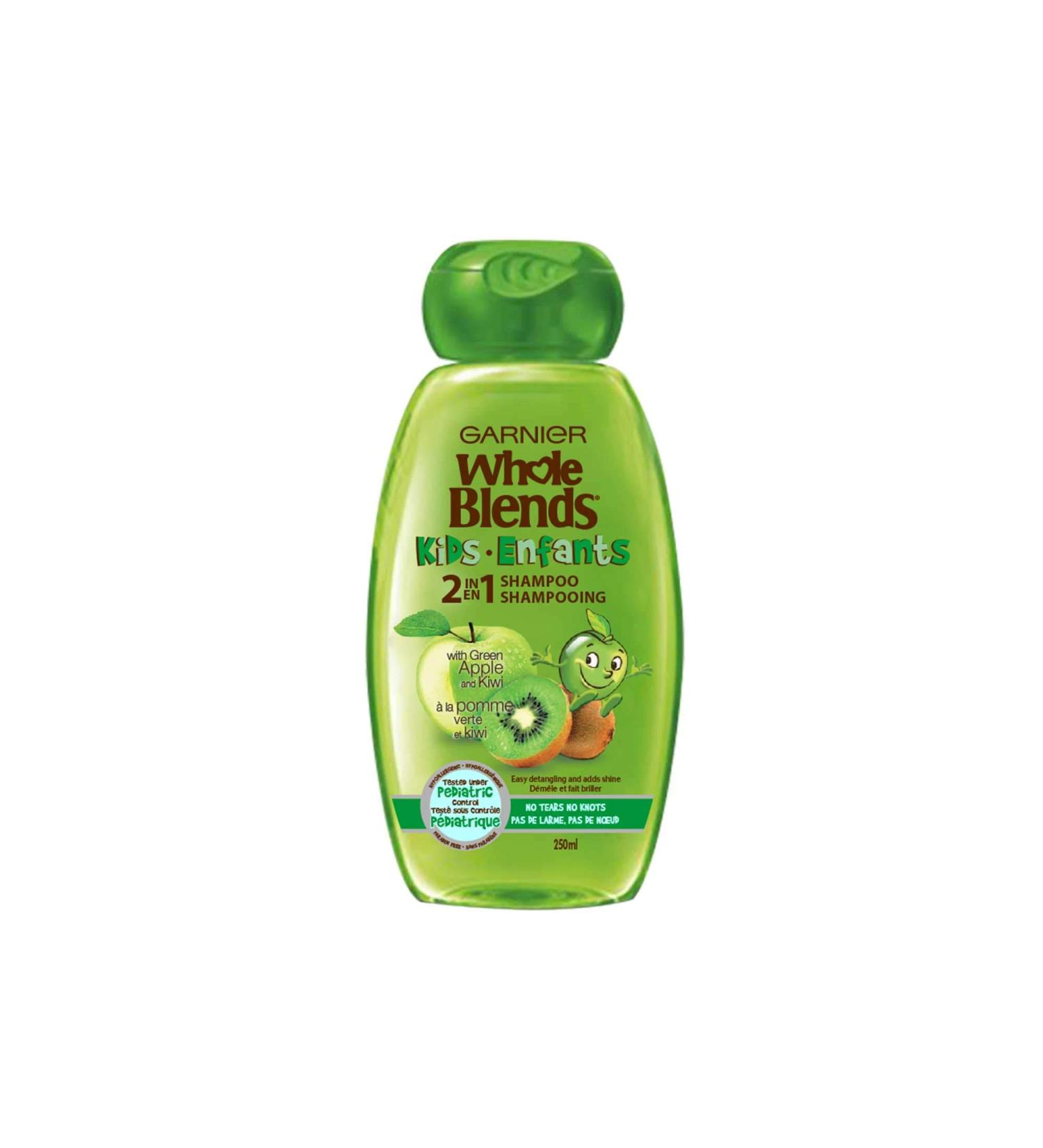 Garnier Whole Blends Kids 2-in1 Shampoo & Conditioner Paraben Free Hypoallergenic Kiwi and Green Apple Scent 250 ml Green Apple and Kiwi
