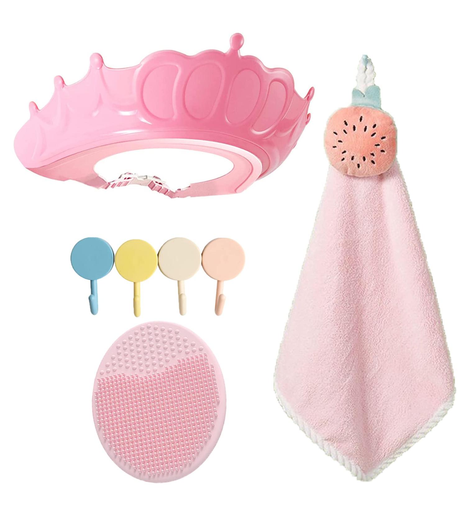 Baby Shower Cap for Kids - Adjustable Shampoo Shield Visor Hat with Bath Brush - Eyes and Ears Protector - Buy Online on GoSupps.com