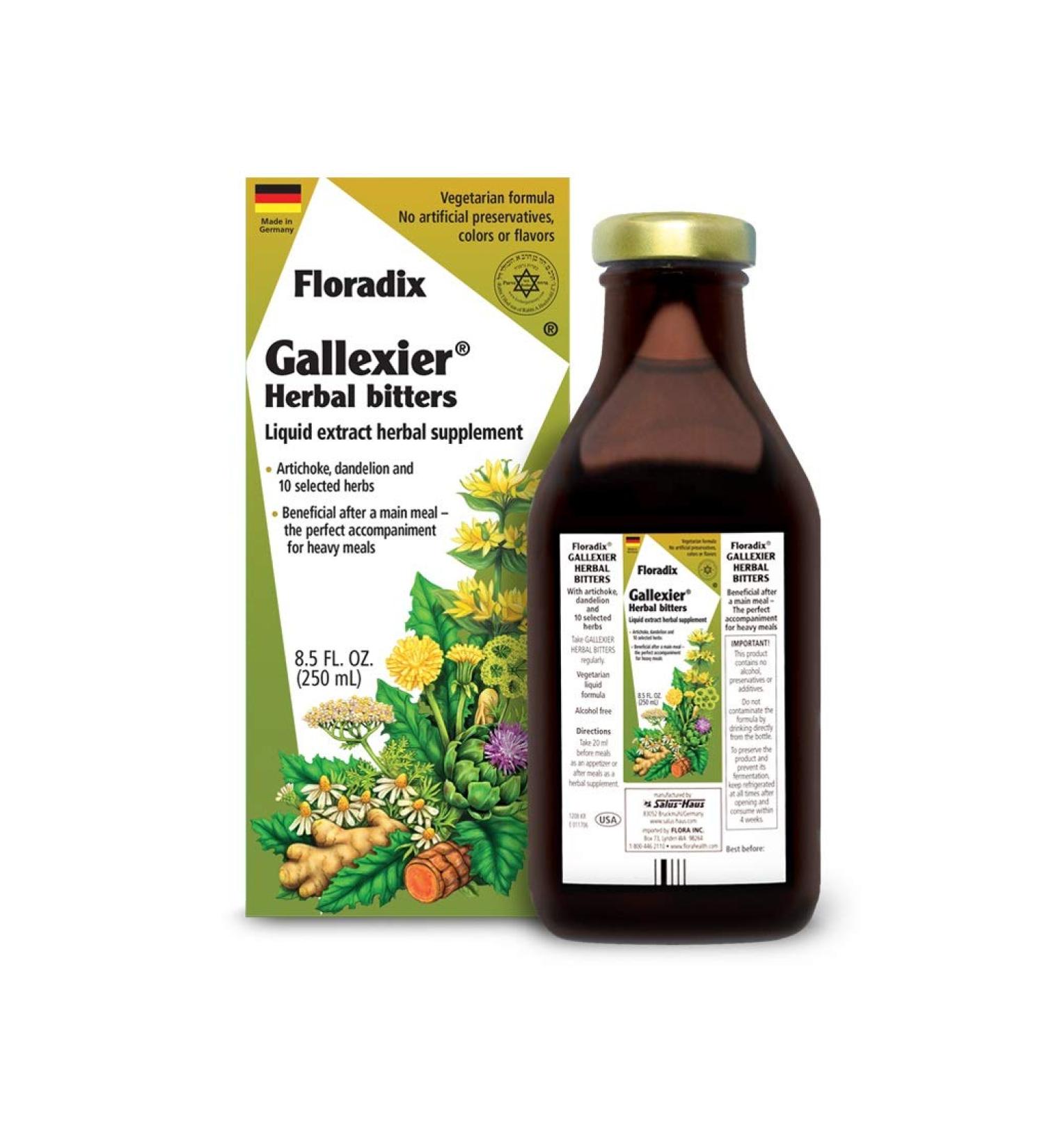 Flora Floradix Gallexier Herbal Bitters | Liquid Extract Supplement 8.5 fl oz - Buy Online on GoSupps.com