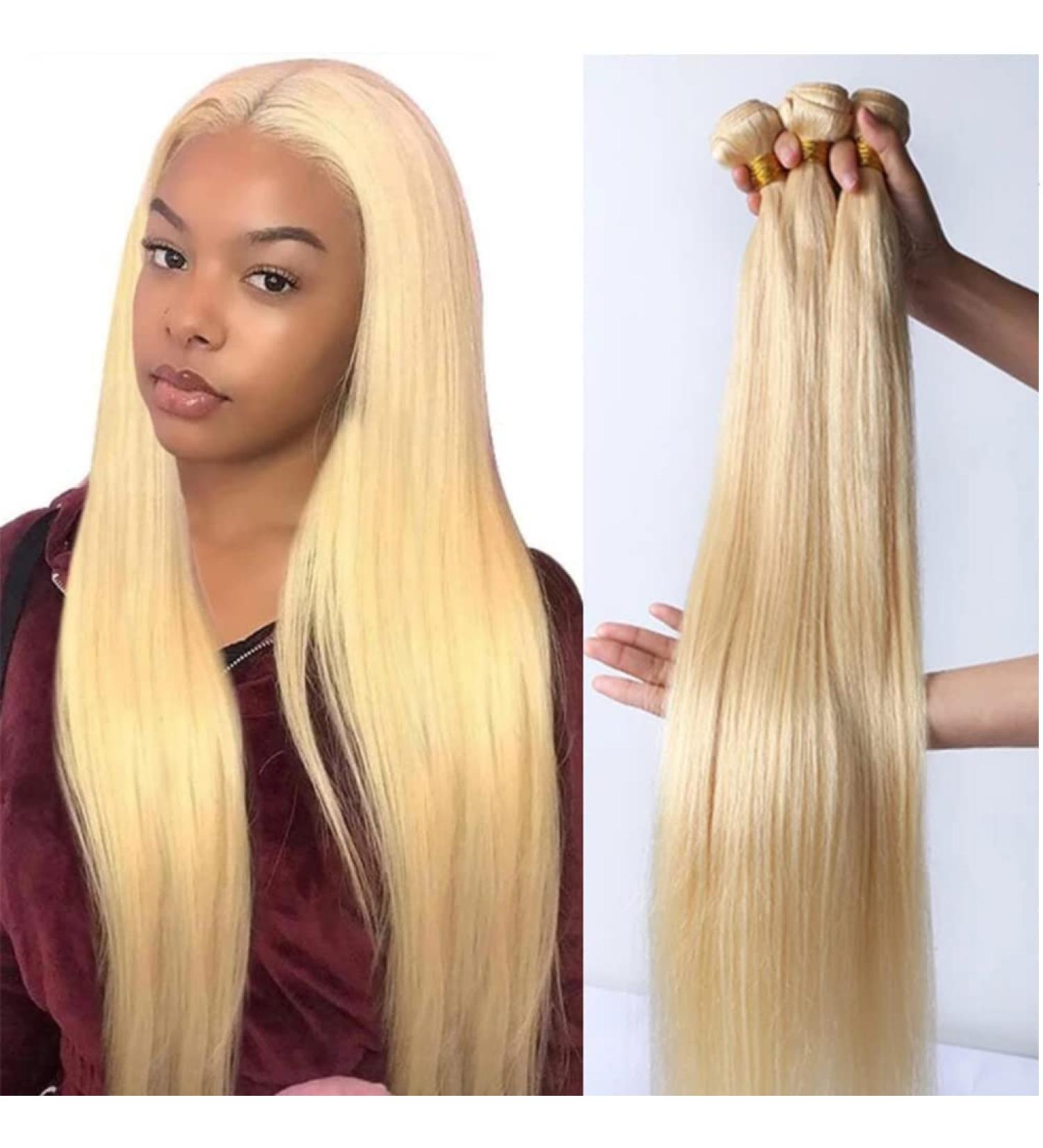 613 Blonde Straight Human Hair Bundles - 26 Inch 100% Unprocessed Remy Hair Extensions - Buy Online on GoSupps.com
