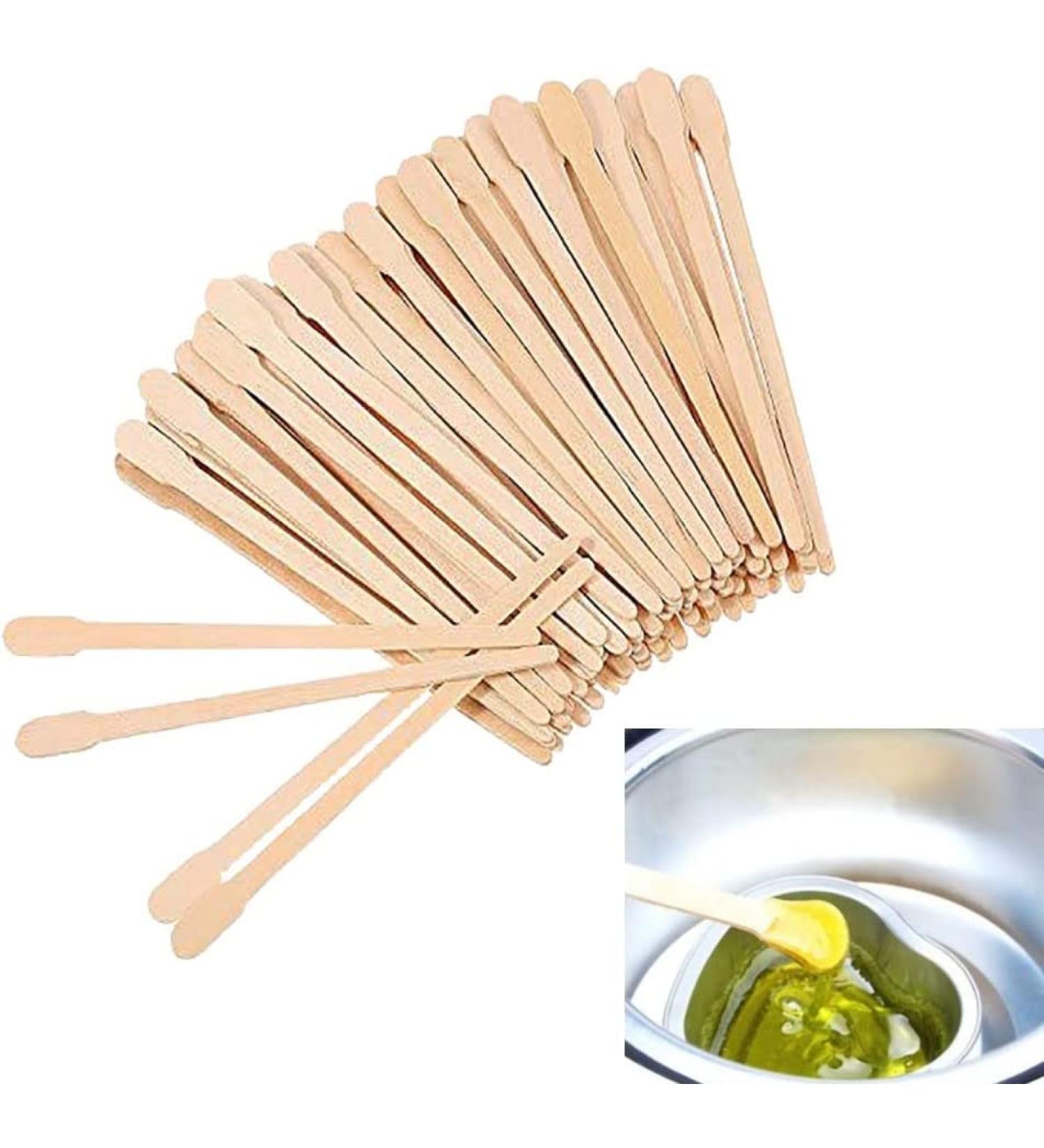 100 PCS Waxing Wooden Spatula - Hair Removal Applicator Sticks for Eyebrows & Body | Disposable Wooden Wax Sticks for Smooth Results - Buy Online on GoSupps.com