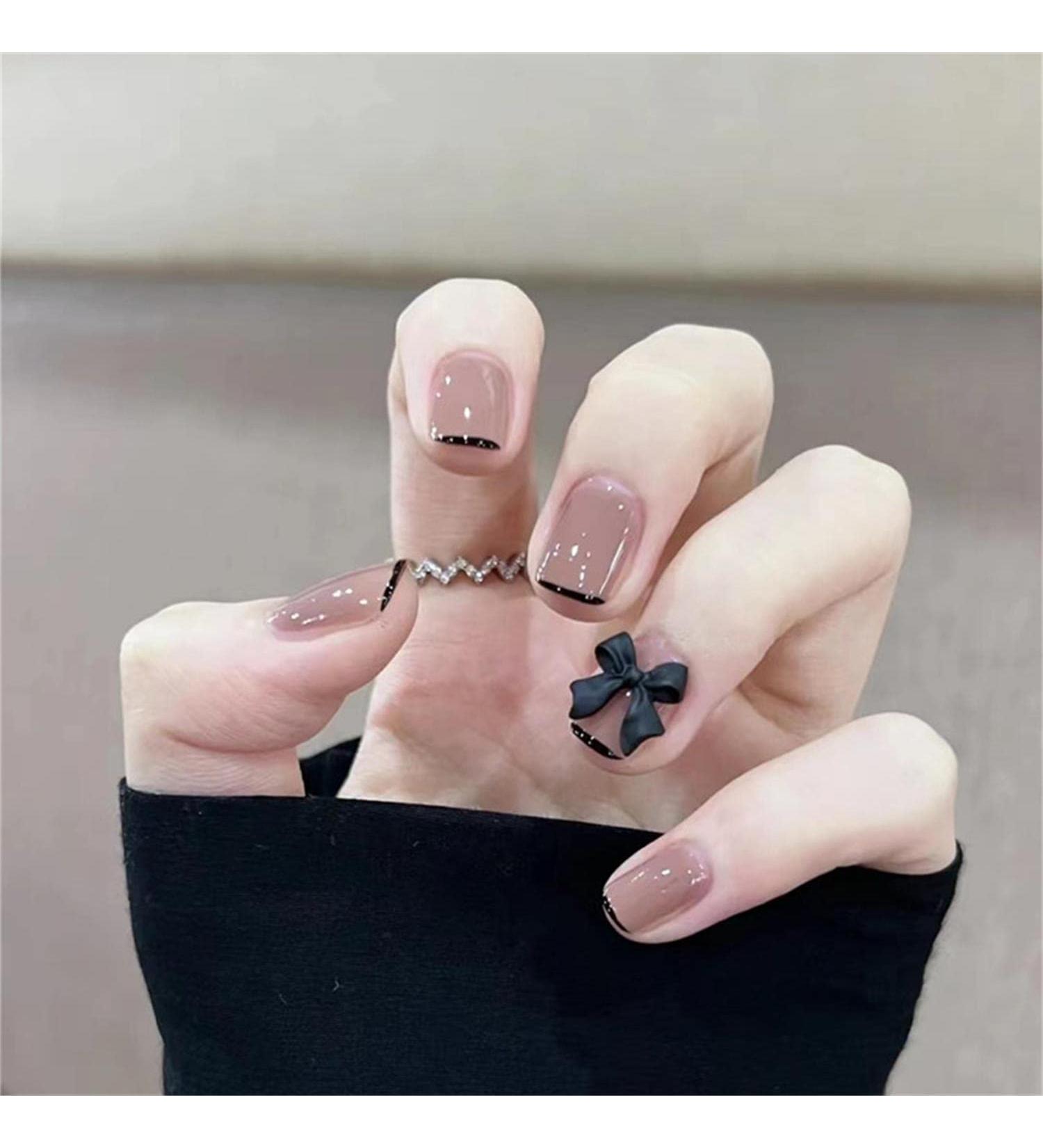 Press on Nails Short Fake Nails 24Pcs Shiny False fingernail with Self-Adhesive Jelly Nail Glue Tabs Press On False Nails - Buy Online on GoSupps.com