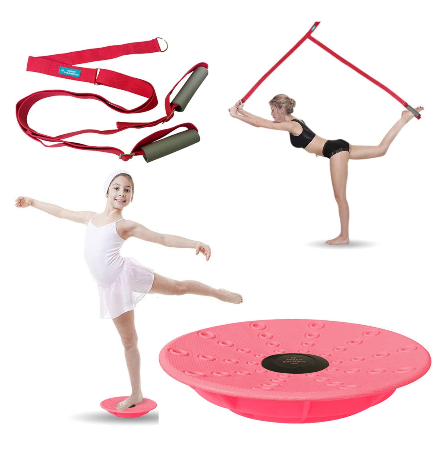 Leg Stretching Strap and Ballet Balance Board Set for Dance & Gymnastics - Buy Online on GoSupps.com
