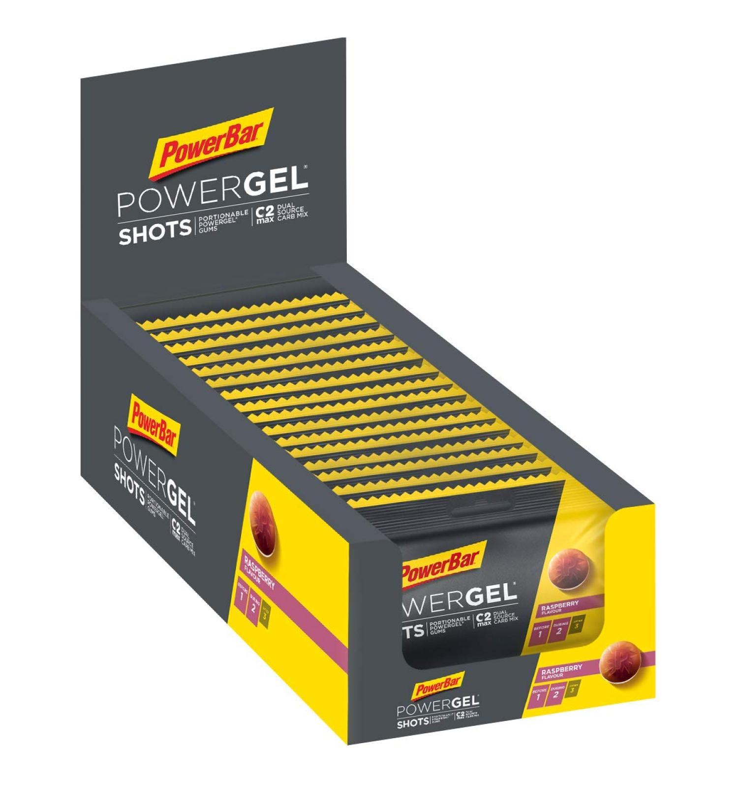PowerBar PowerGel Shots Raspberry 16x60g - High Carb Energy Gummies with C2MAX Magnesium & Sodium for Boosted Performance - Buy Online on GoSupps.com
