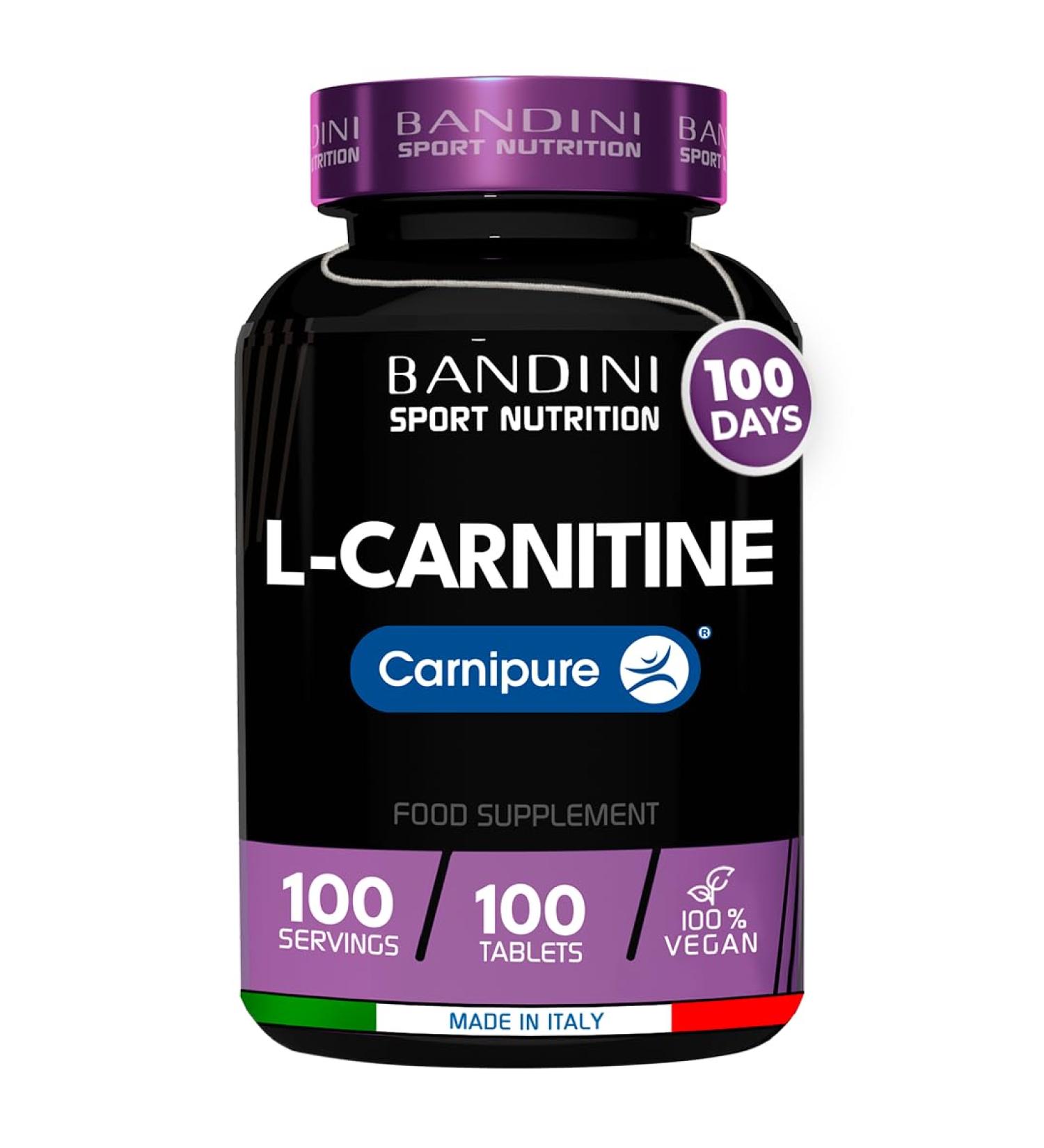 Bandini L-CARNITINE 1000mg Carnipure | Vegan Tablets - 100 Days Supply | High Strength L Carnitine Tartrate Supplement | Boosts Energy & Metabolism | Reduces Fatigue | Pre-Workout Formula - Buy Online on GoSupps.com