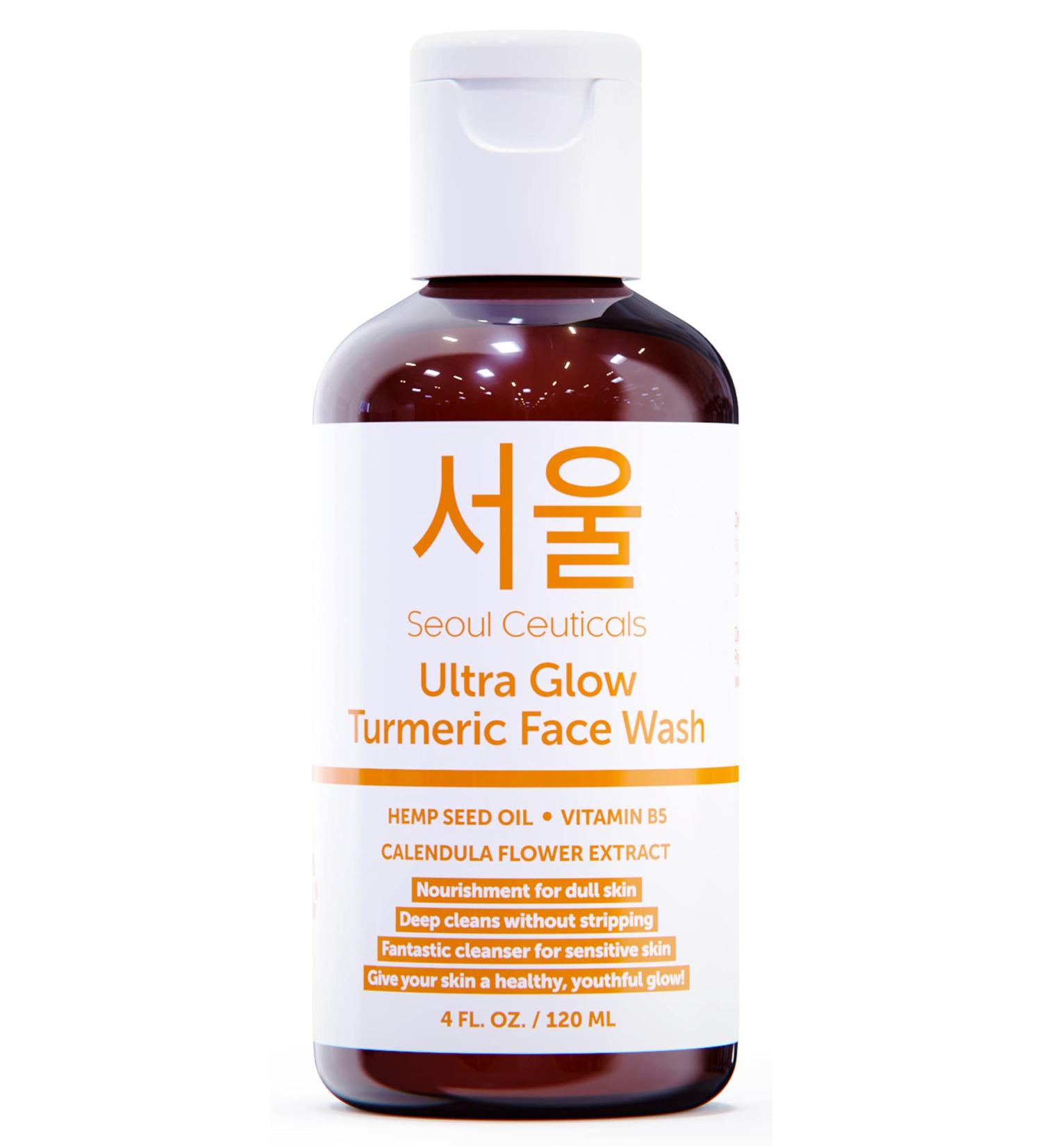 Korean Turmeric Sensitive Skin Face Wash 4oz | K Beauty Cleanser for Dry Skin | Gentle Facewash for Glowing Skin - Buy Online on GoSupps.com