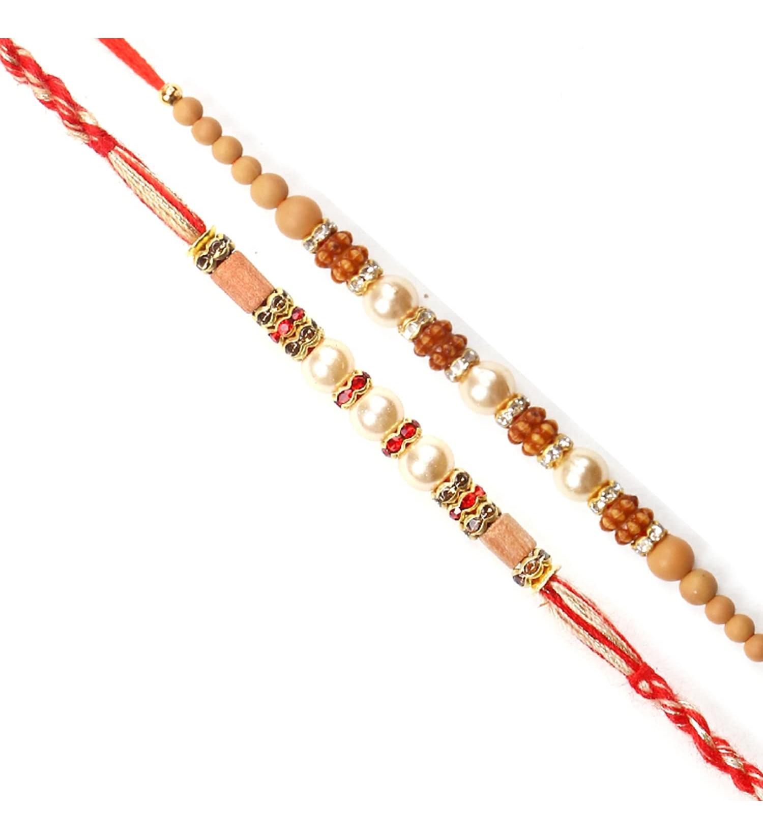 Ghasitaram Gifts Rakhi for Brother Rakhis Online - Set of 2 6299 6340 Pearl Rakhis - Buy Online on GoSupps.com