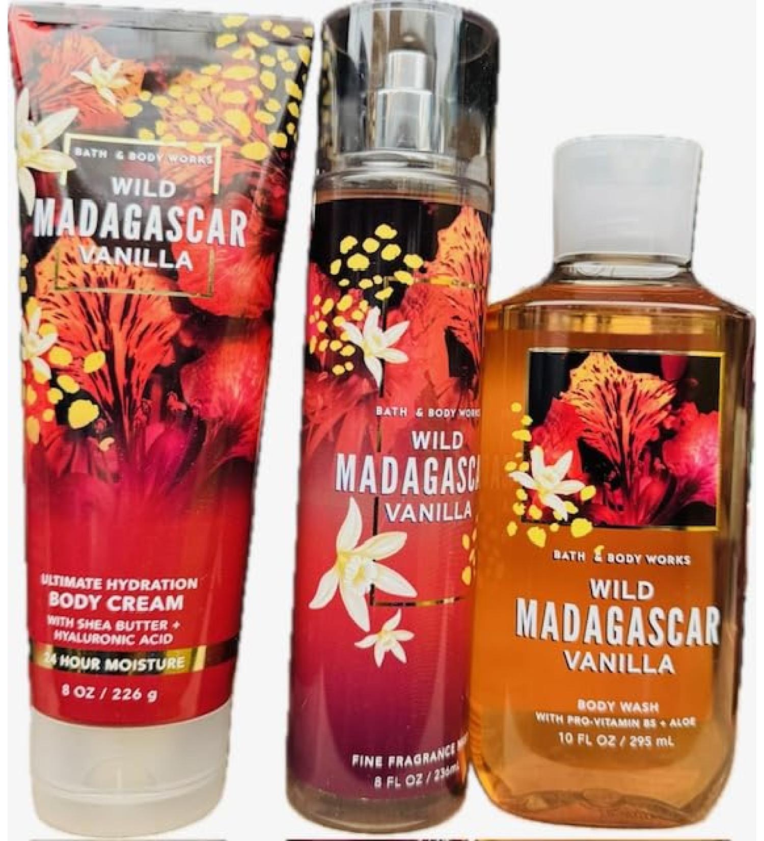 Body Care - BBWs Wild Madagascar Vanilla Trio Set - Fragrance Mist Body Wash & Body Cream (Packaging may vary)