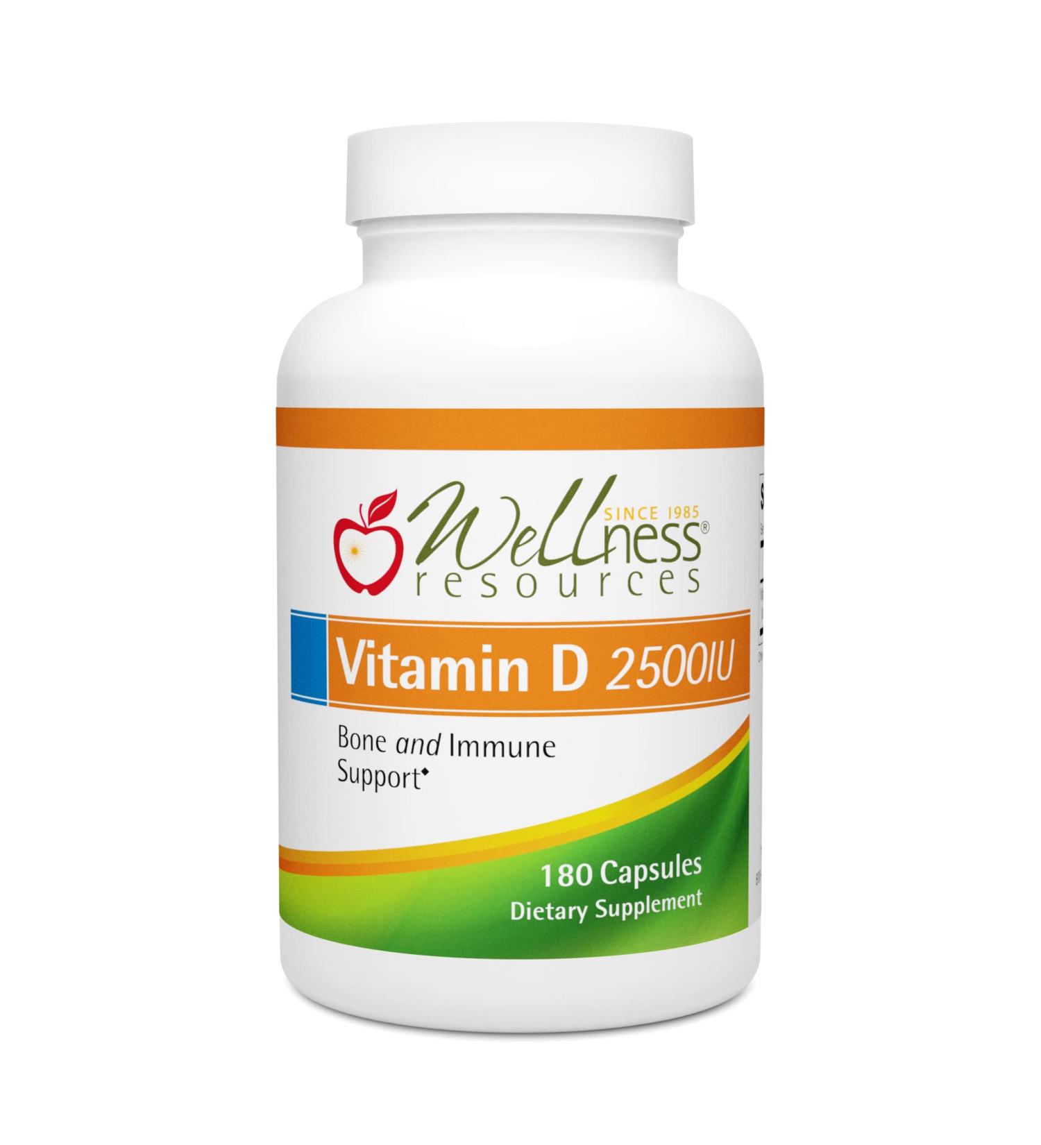 Wellness Resources Vitamin D - 2,500 IU Soy-Free Vitamin D3 (180 Veggie Capsules) - Buy Online on GoSupps.com