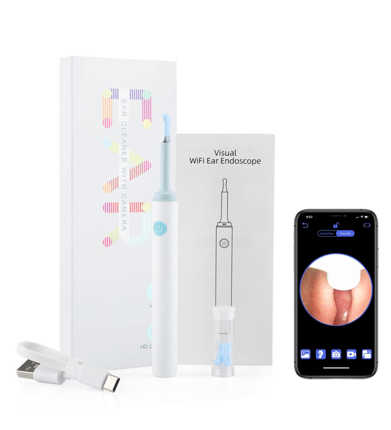 Earify Ear Wax Removal Kit with Camera and Light - Ear Wax Cleaner for Adults & Kids (White) - Buy Online on GoSupps.com