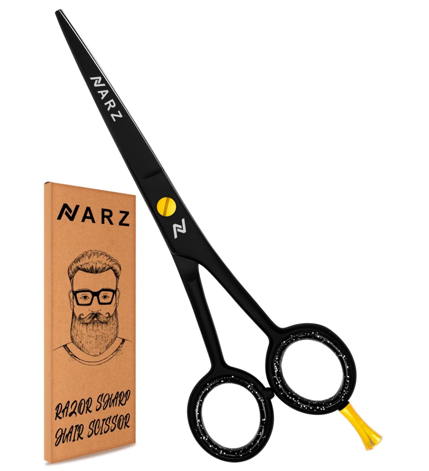 NARZ Professional Hairdressing Scissors - 6 Stainless Steel Hair Cutting Scissors for Men & Women - Ideal for Barbers & Hairdressers - Royal Black - Buy Online on GoSupps.com