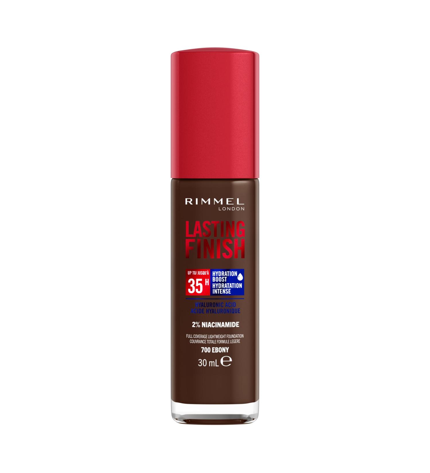 Rimmel London - Lasting Finish 35 Hour Foundation Long-Wearing Hydrating Vegan Formula Full-Coverage - Ebony 1 count (Pack of 1) Ebony - 700 - Buy Online on GoSupps.com