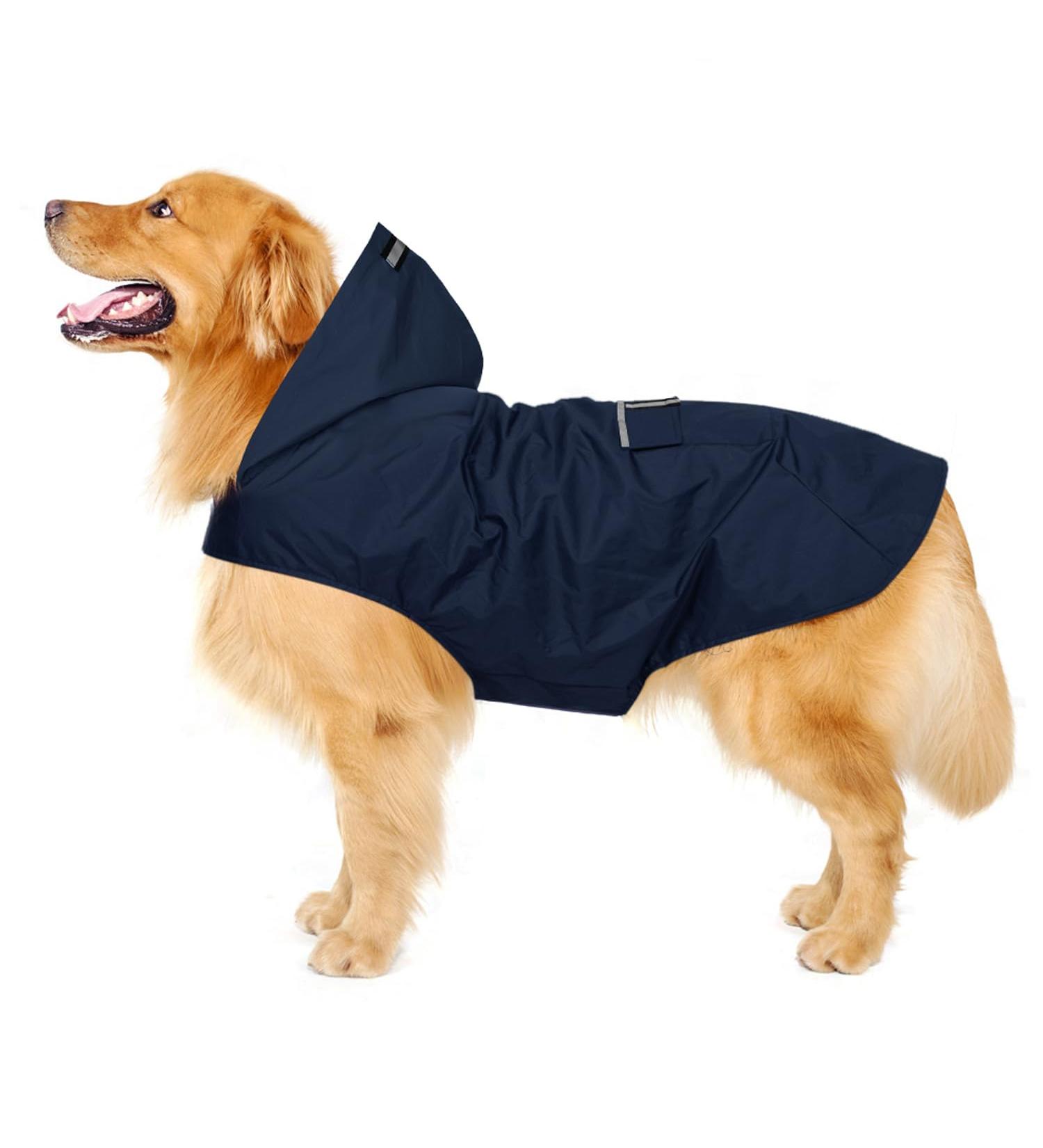 Shop 100% Waterproof Dog Rain Coat with Hood & Reflective Strip - Ultra-Light Breathable Medium to Large Sizes - Blue 3XL - Buy Online on GoSupps.com