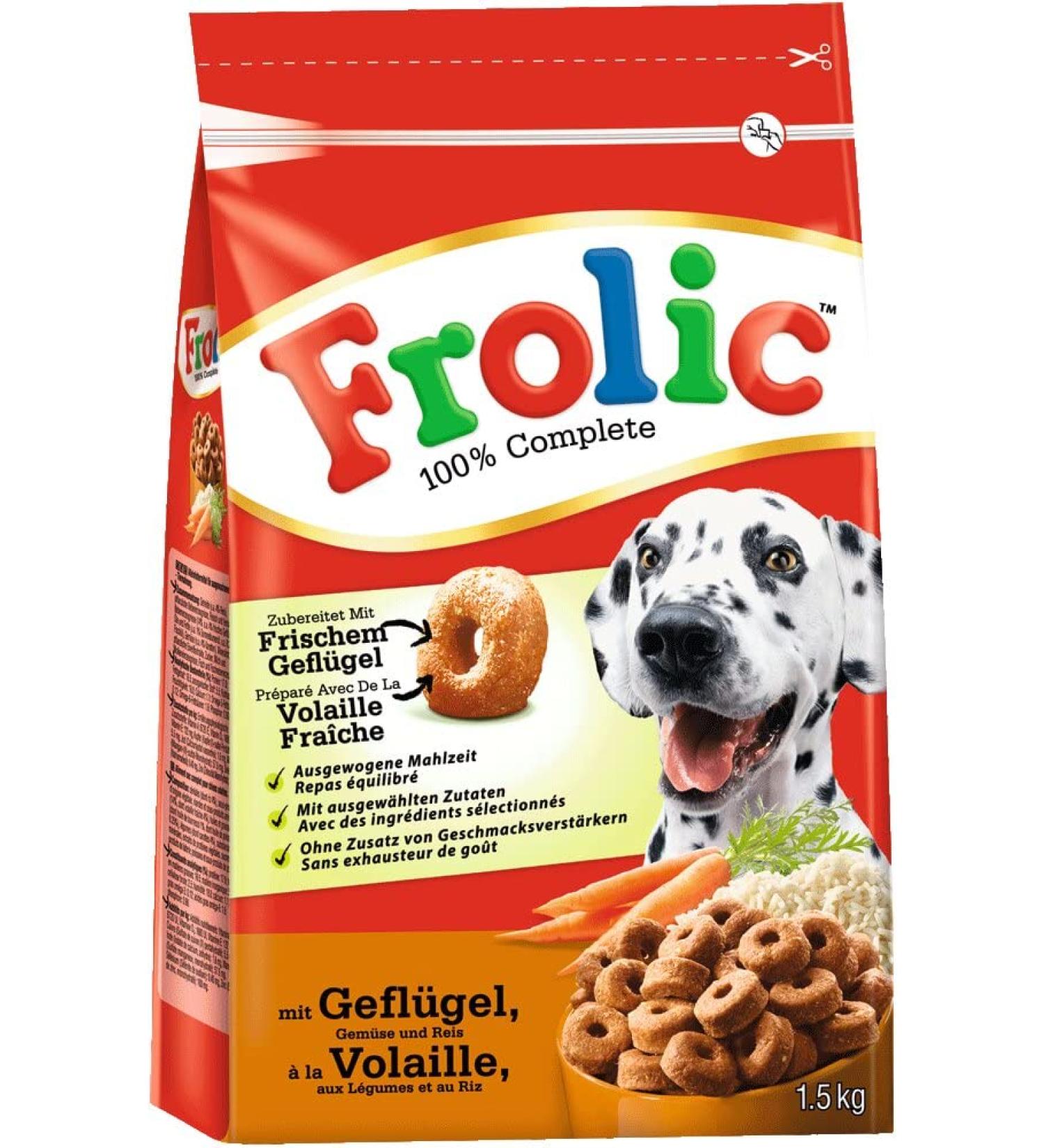 Buy Frolic Dry Dog Food with Poultry Vegetables & Rice - 5 x 1.5 kg Bags | Premium Nutrition for Dogs - Buy Online on GoSupps.com