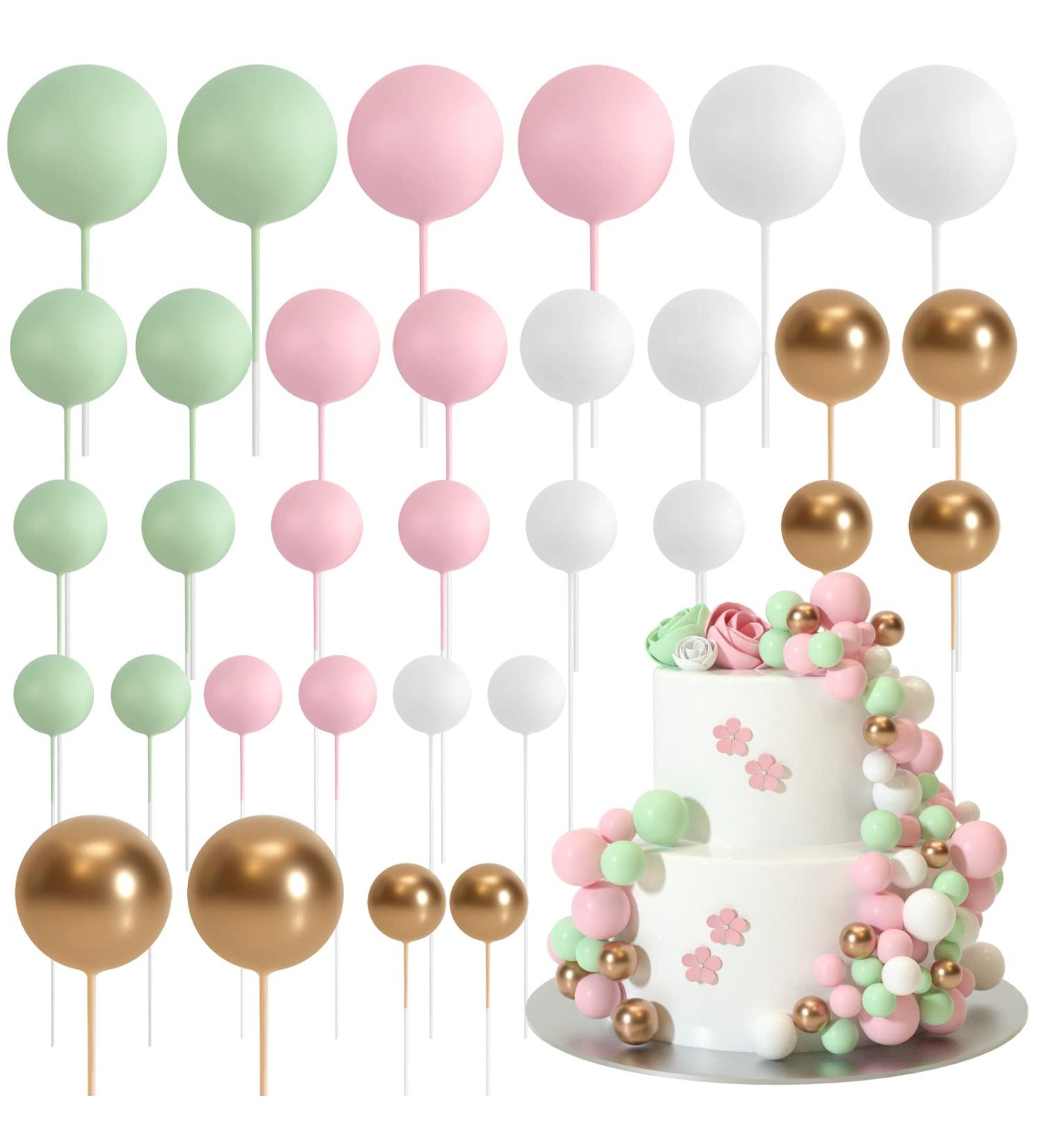 Astaron 32-piece Cake Topper Set - Mini Balloons for Weddings Baby Showers & Birthdays - Pink & Green Tortendeko Balls - Buy Online on GoSupps.com