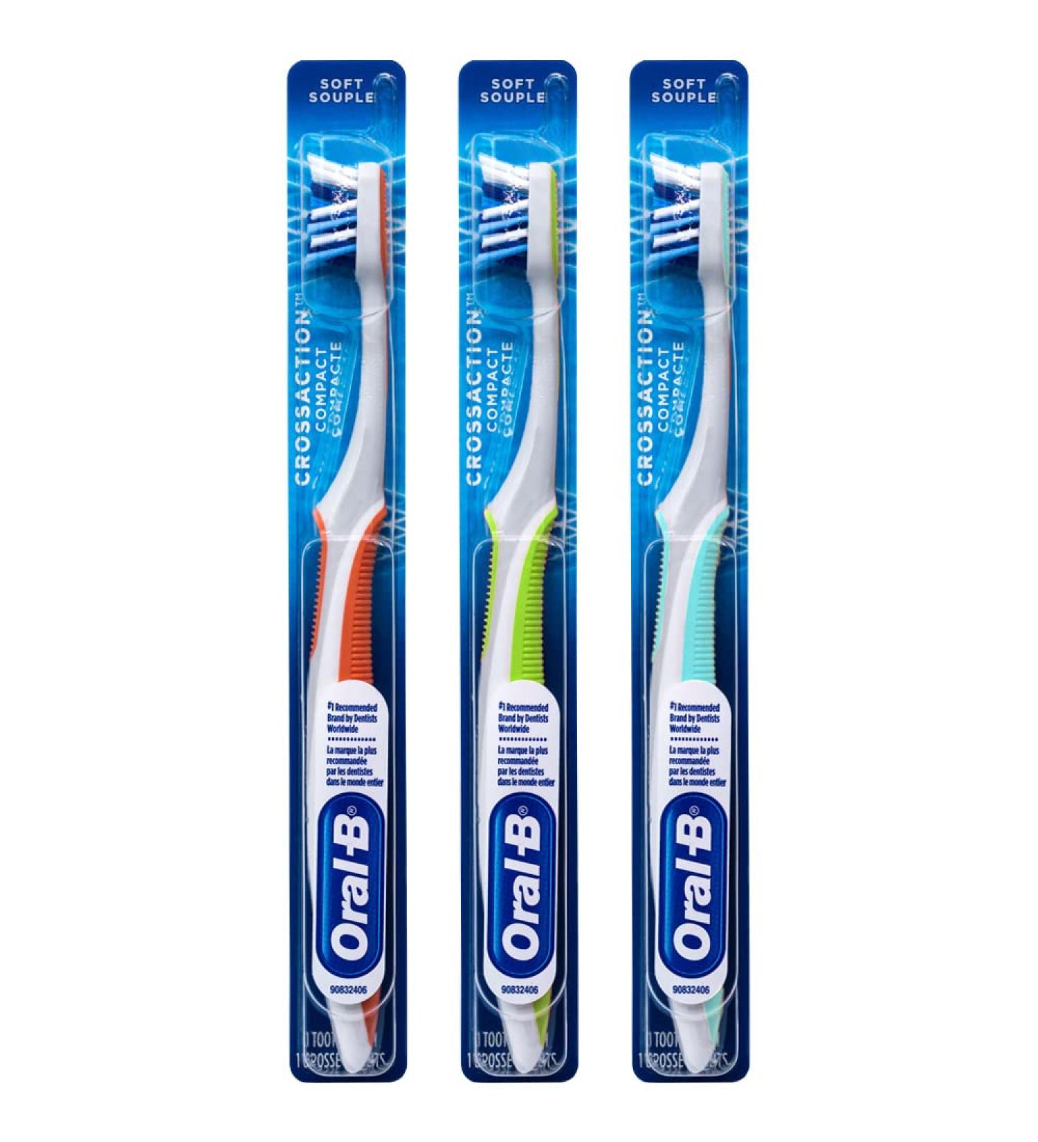 Oral-B CrossAction Compact Toothbrush 23 Soft - Pack of 3 | Colors Vary - Buy Online on GoSupps.com