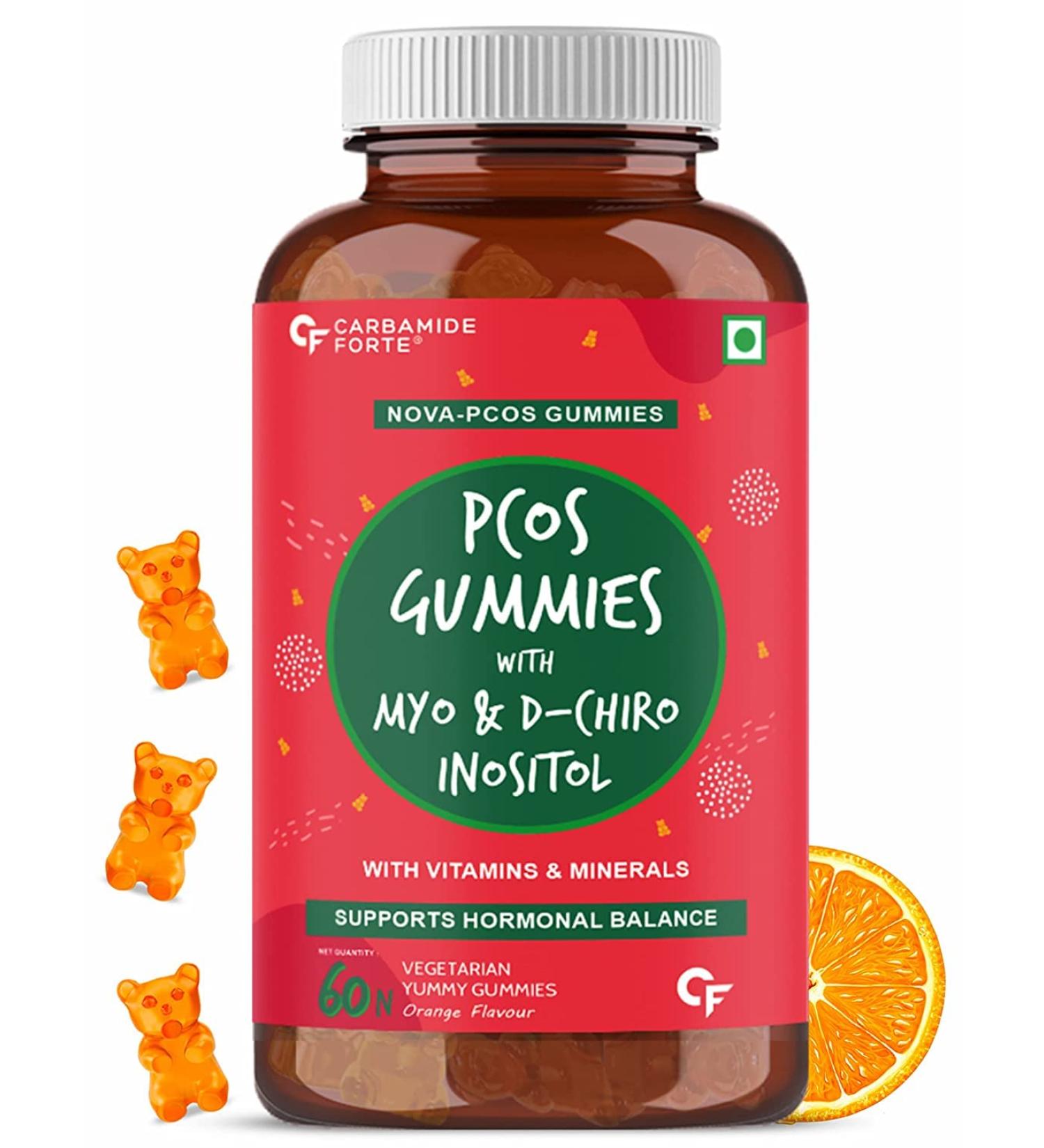 Kavir PCOS Supplements for Women with 40:1 Ratio of Myo & D Chiro Inositol Fortified with PCOS Vitamins & Minerals - Orange Flavour - 60 Veg Gummies - Buy Online on GoSupps.com