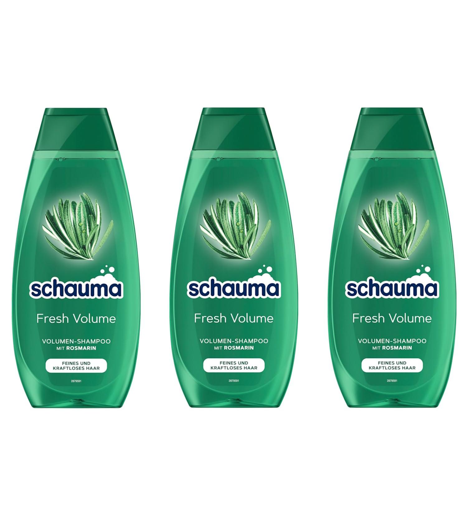  Schauma Schauma Fresh Volume Shampoo (3 x 400 ml) - Shampoo for refreshing and strengthening hair - Shampoo for fine and lifeless hair - With rosemary - Buy Online on GoSupps.com