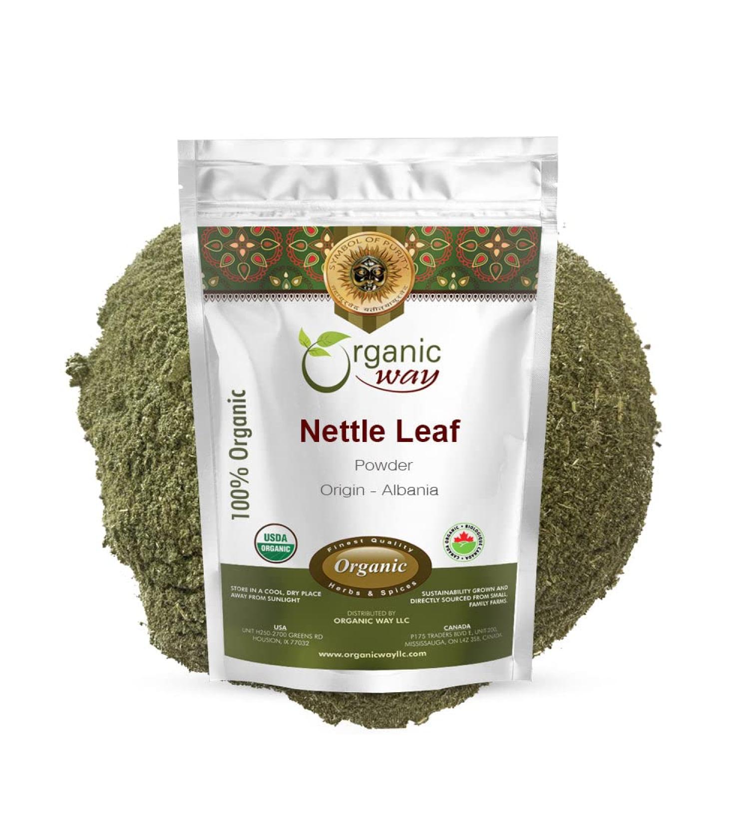 Organic Nettle Leaf Powder - Herbal Tea | USDA Certified | Non GMO & Gluten Free | 1LB (16oz) Pack - Albania Origin - Buy Online on GoSupps.com