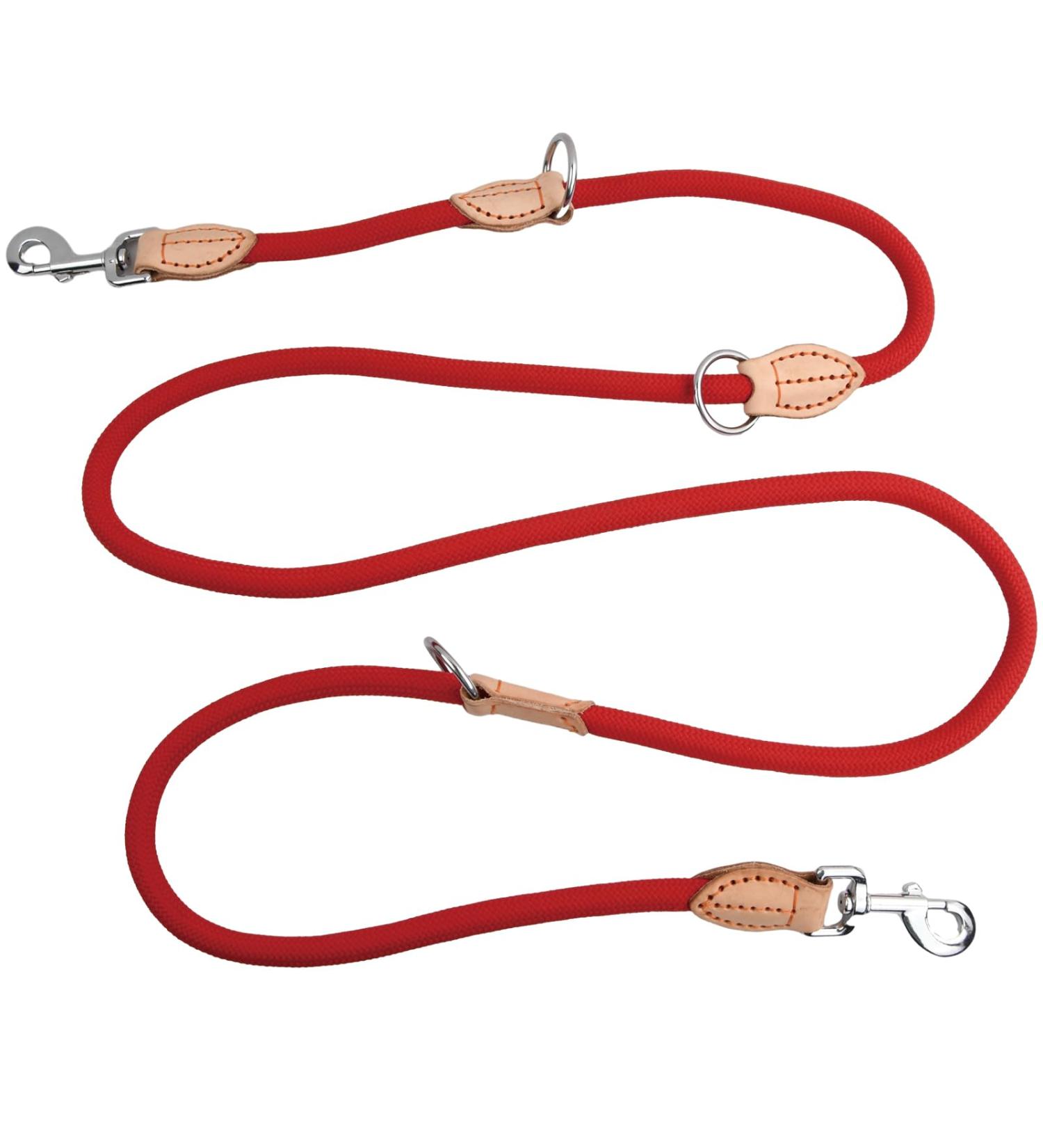 2m Dog Leash with Carabiners | Durable Nylon Training Line for Small Medium & Large Dogs - Adjustable & Portable (Red) - Buy Online on GoSupps.com