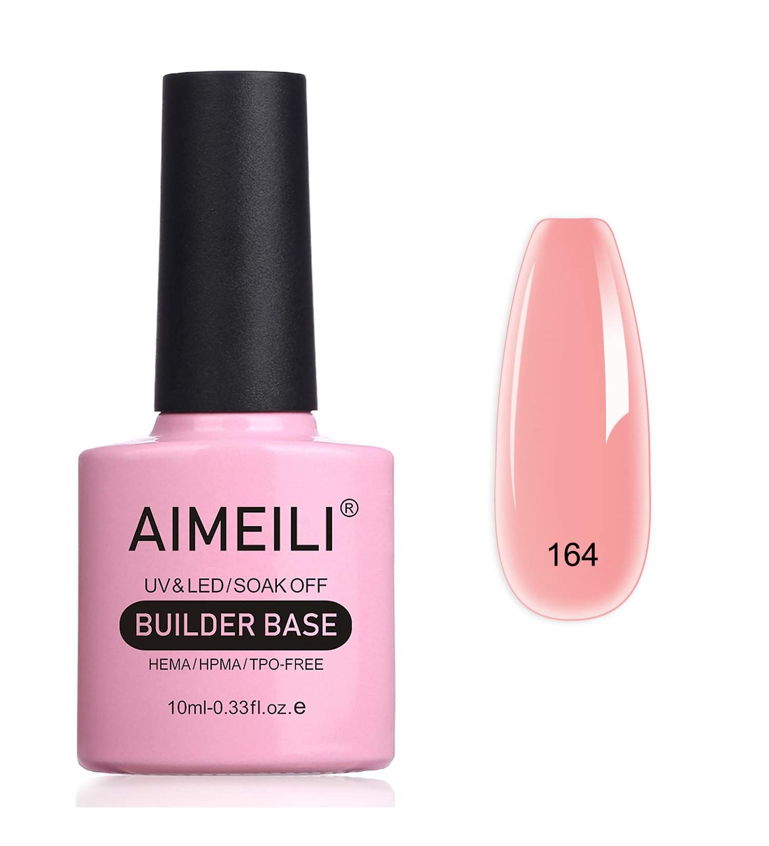 AIMEILI 8 in 1 Builder Base Gel Sheer Color Nail Polish - Long Lasting UV LED Soak Off Manicure Pedicure - Ideal for Salons & Home Use - (164) 10ml - Buy Online on GoSupps.com