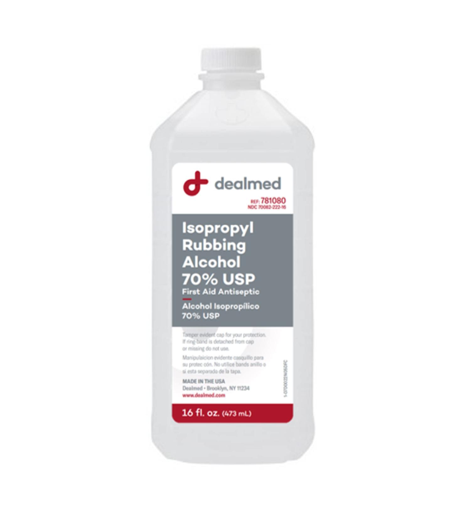 Dealmed Isopropyl Rubbing Alcohol 70% USP 16 fl. oz - First Aid Antiseptic (1 Pack) - Buy Online on GoSupps.com