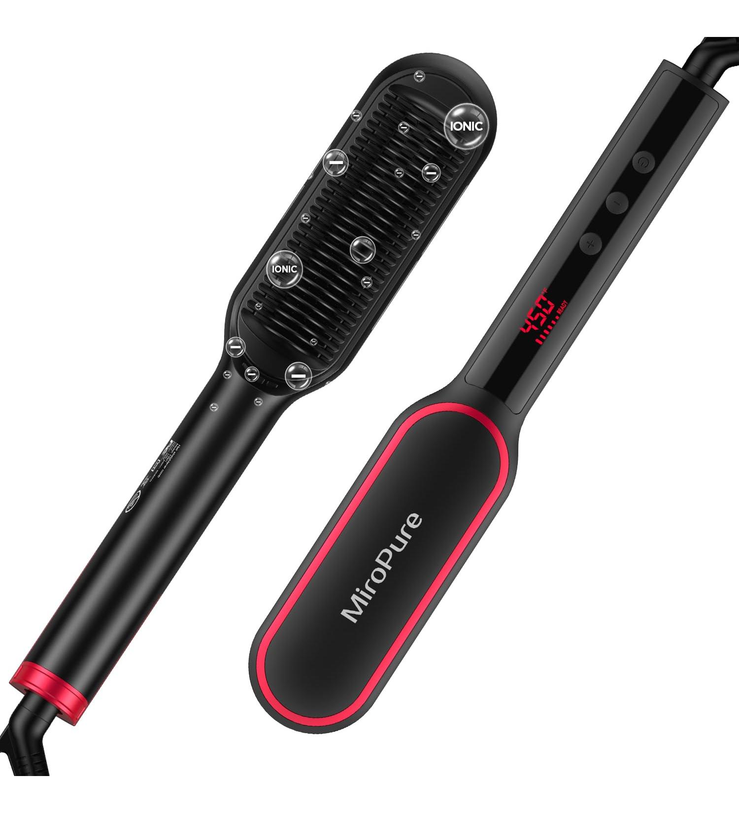 MiroPure 2-in-1 Hair Straightener Brush & Comb | Ionic Heating LCD Display 13 Temp Settings Anti-Scald Dual Voltage - Fast Shipping Worldwide - Buy Online on GoSupps.com
