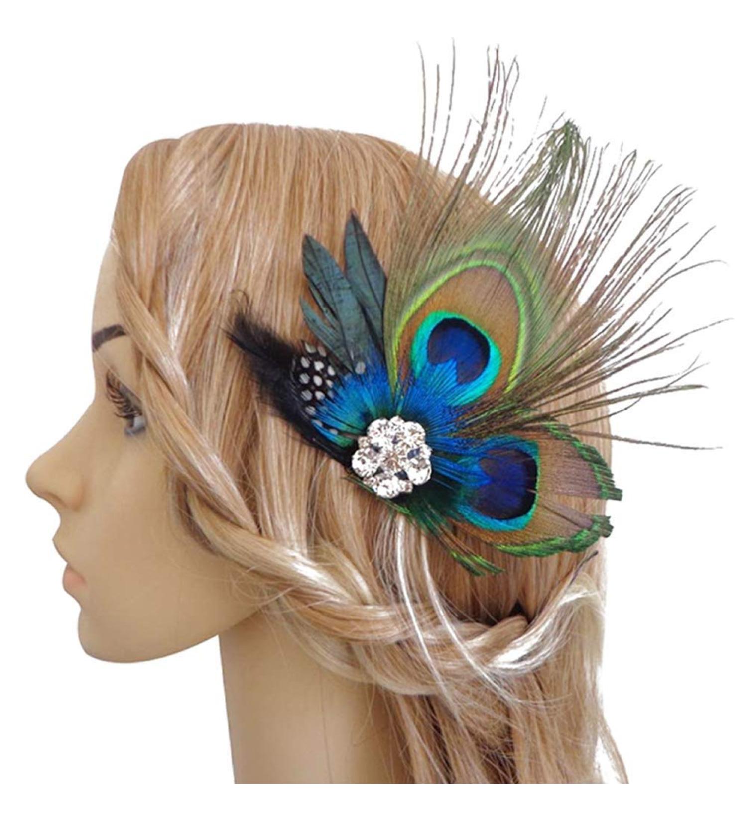 Xiton Retro Peacock Hair Clip - Spring Hairpise & Feather Wedding Fascinator Accessories for Women & Girls - International Shipping Available - Buy Online on GoSupps.com
