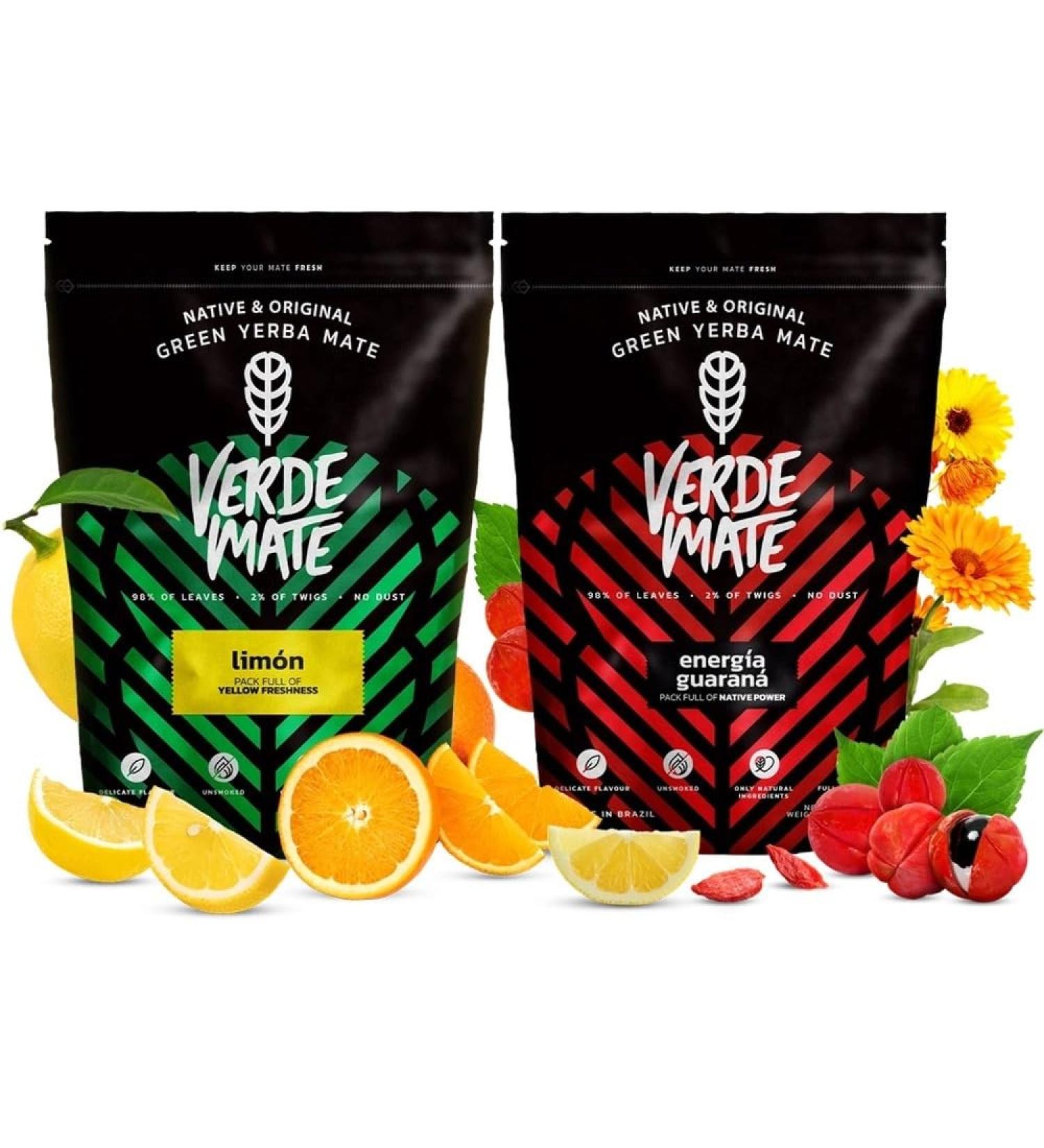 Coffret Verde Mate Green nergie Citron vert et Guar n | 2 x 500 g de mat du Br sil