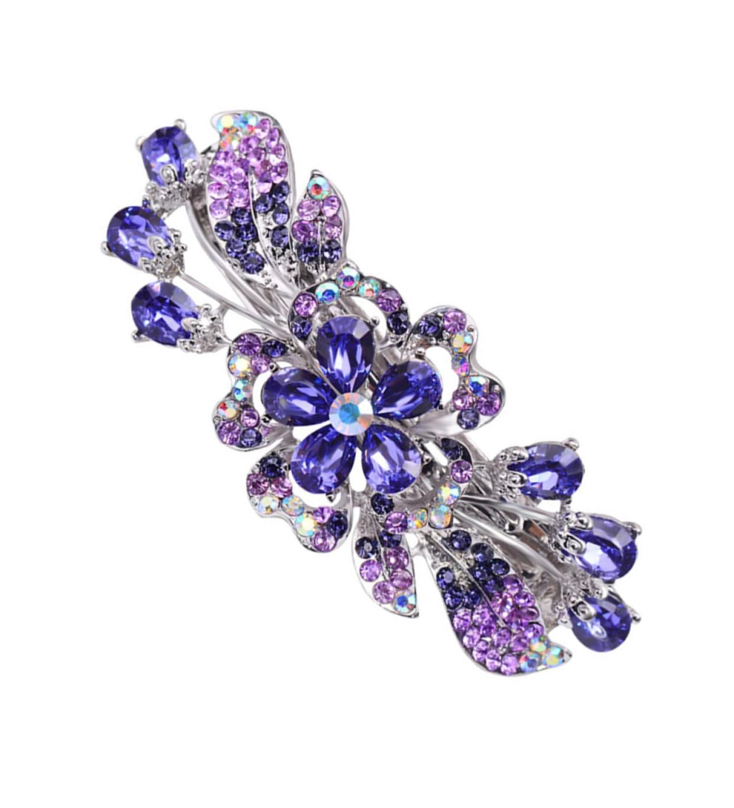 FRCOLOR hairpin rhinestone clip purple barrettes flower crystal hair clips metal hair crystal hair barrettes flower hair barrettes hair holder hair clamp holder alloy Miss wedding top clip - Buy Online on GoSupps.com