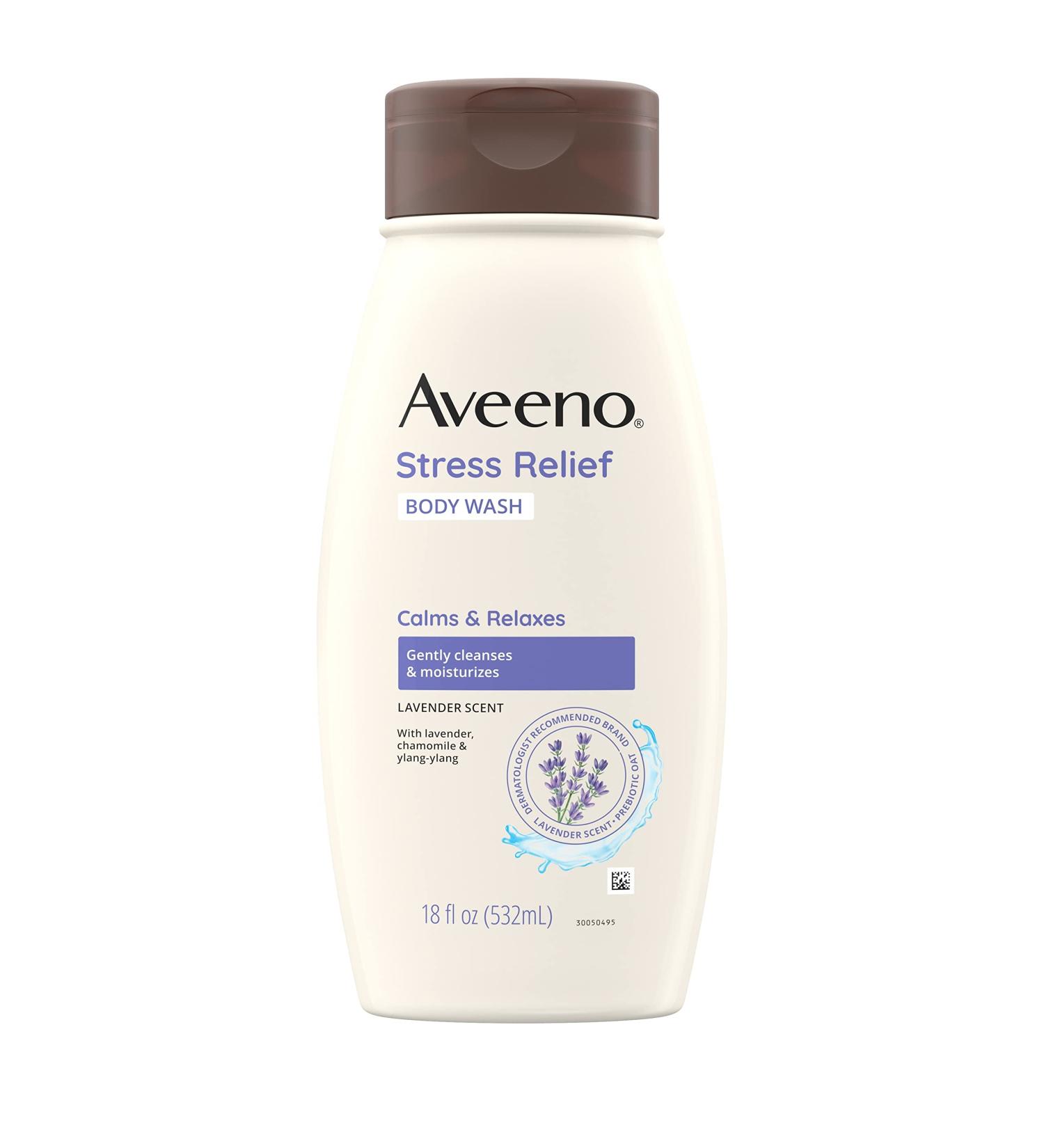 Aveeno Stress Relief Body Wash with Oat, Lavender Scent, Chamomile & Ylang-Ylang Essential Oils - 18 fl. oz - Buy Online on GoSupps.com