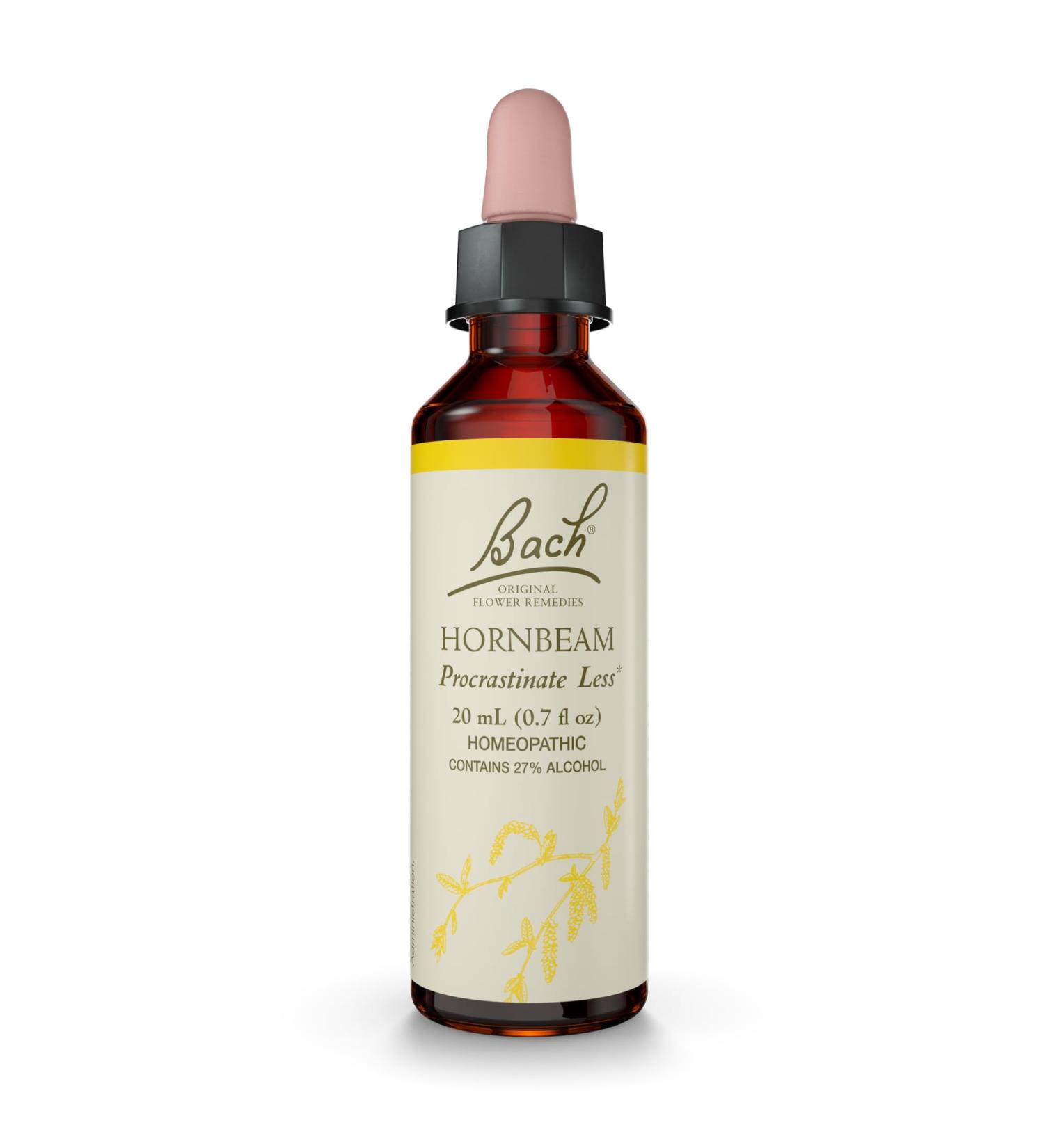 Bach Original Flower Remedies Hornbeam - Procrastinate Less - Natural Homeopathic Flower Essence for Emotional Balance - Vegan Gluten Free Sugar Free - 20mL Dropper - Buy Online on GoSupps.com