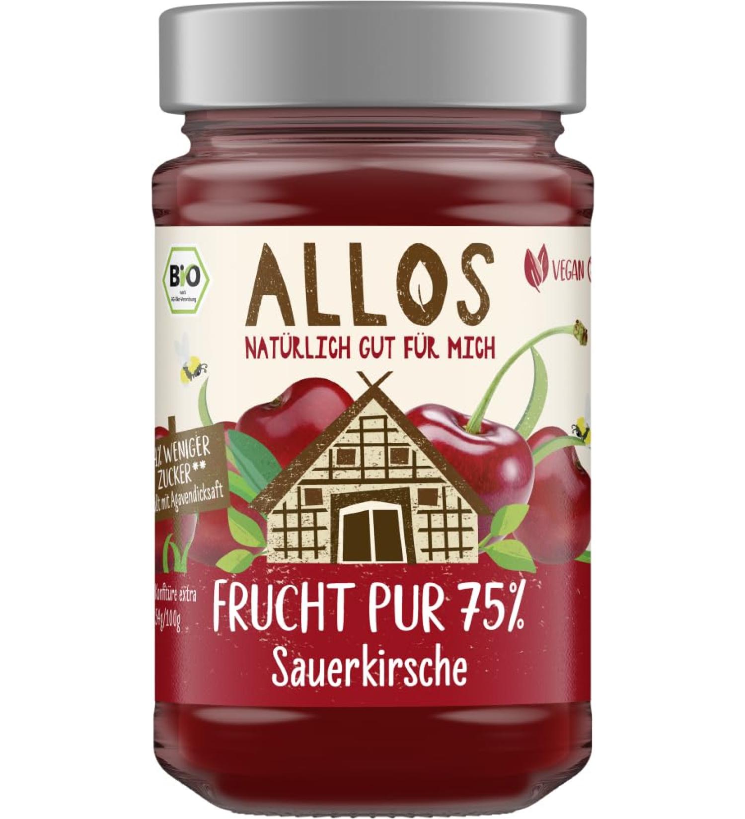 Allos Frucht Pure Organic 75% Sweet Cherry (6 x 250 g)