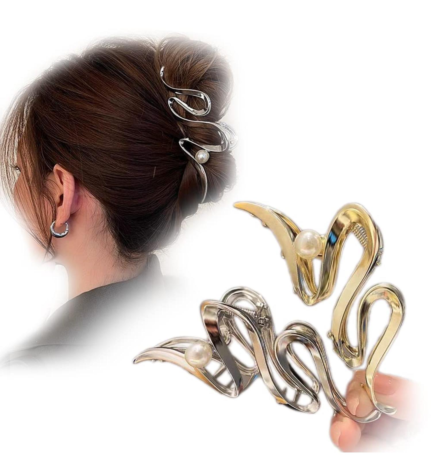 Metal Pearl Hair Claw Clips - Nonslip Wedding Hair Accessories for Women and Girls - Buy Online on GoSupps.com